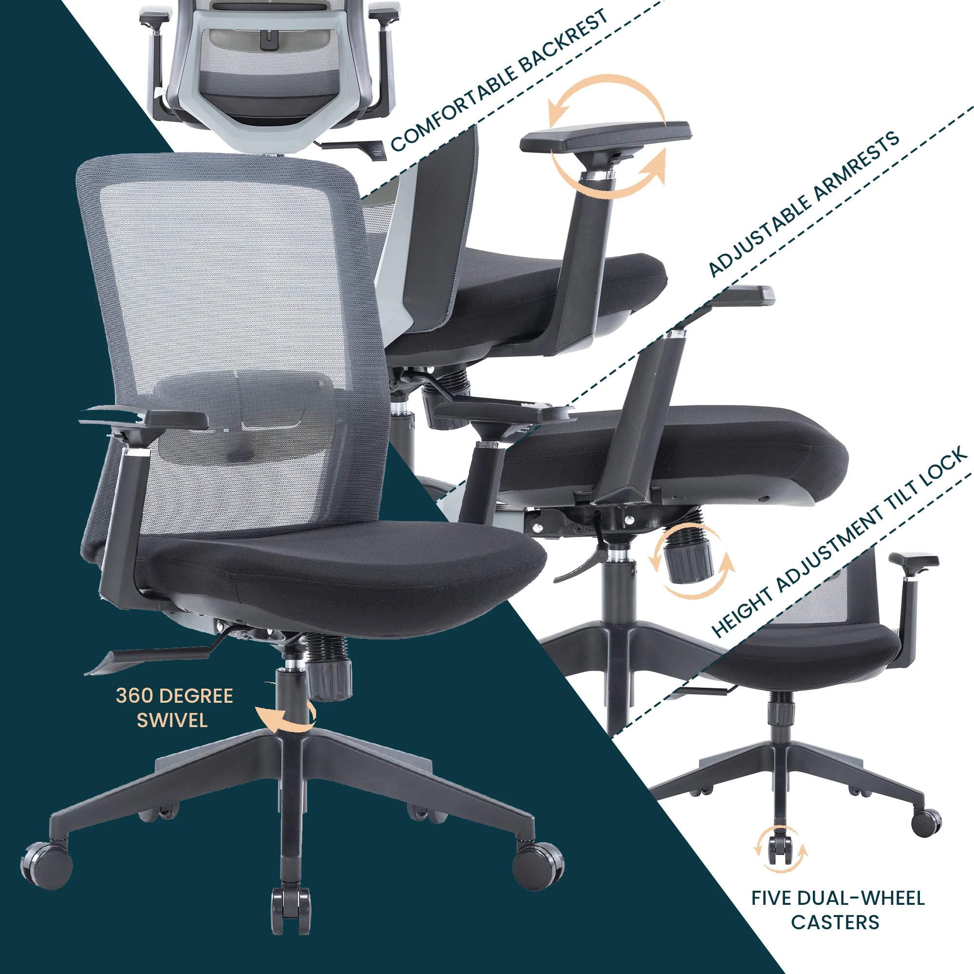 Ingram Modern  Office Task Chair with adjustable armrests