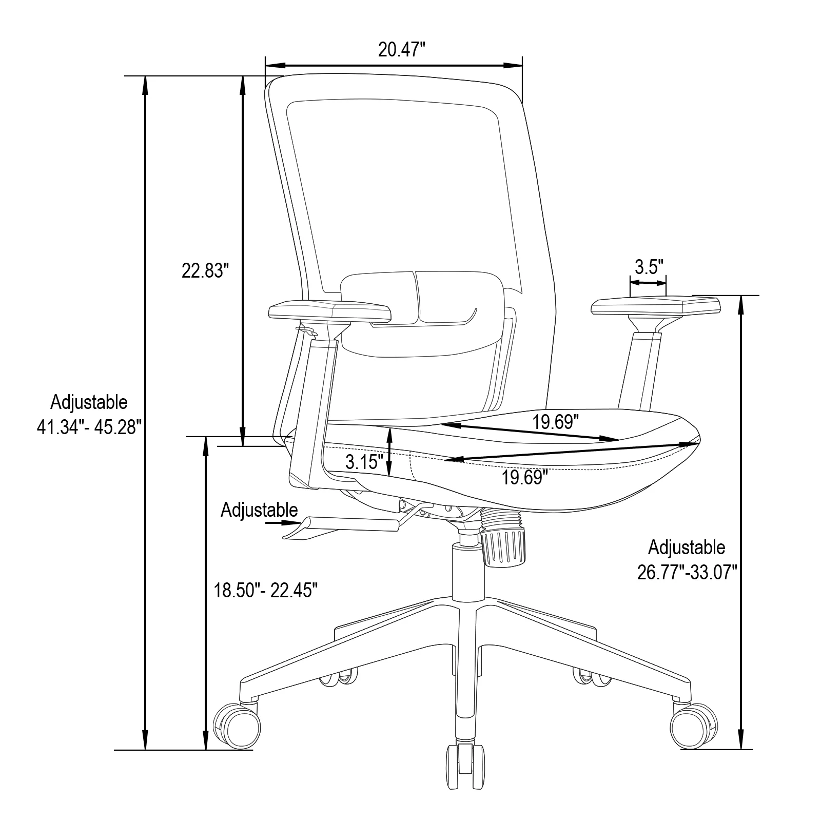 Ingram Modern  Office Task Chair with adjustable armrests
