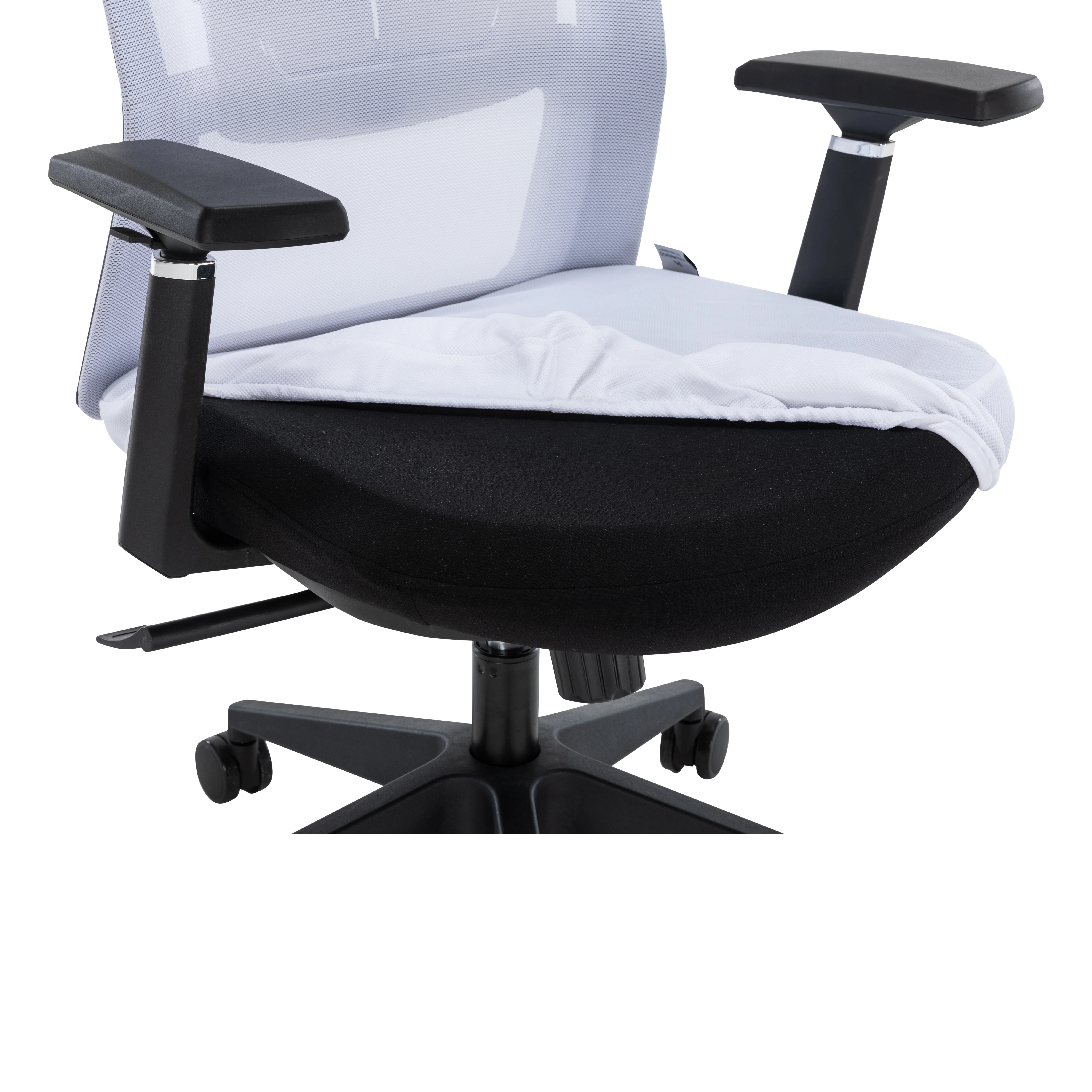 Ingram Office Chair with Seat Cover, White/White