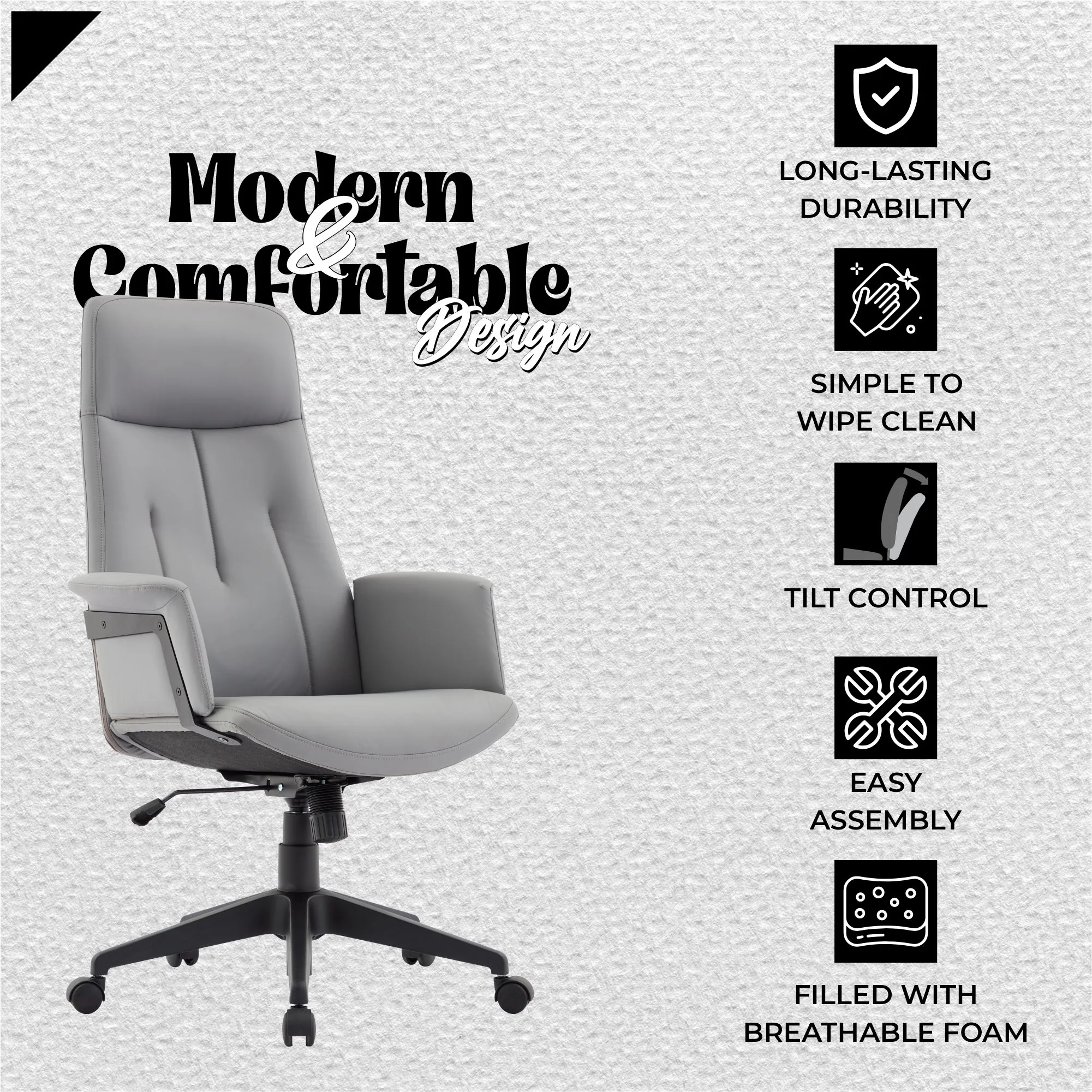 Inifini Collection Modern Office Chair In Grey