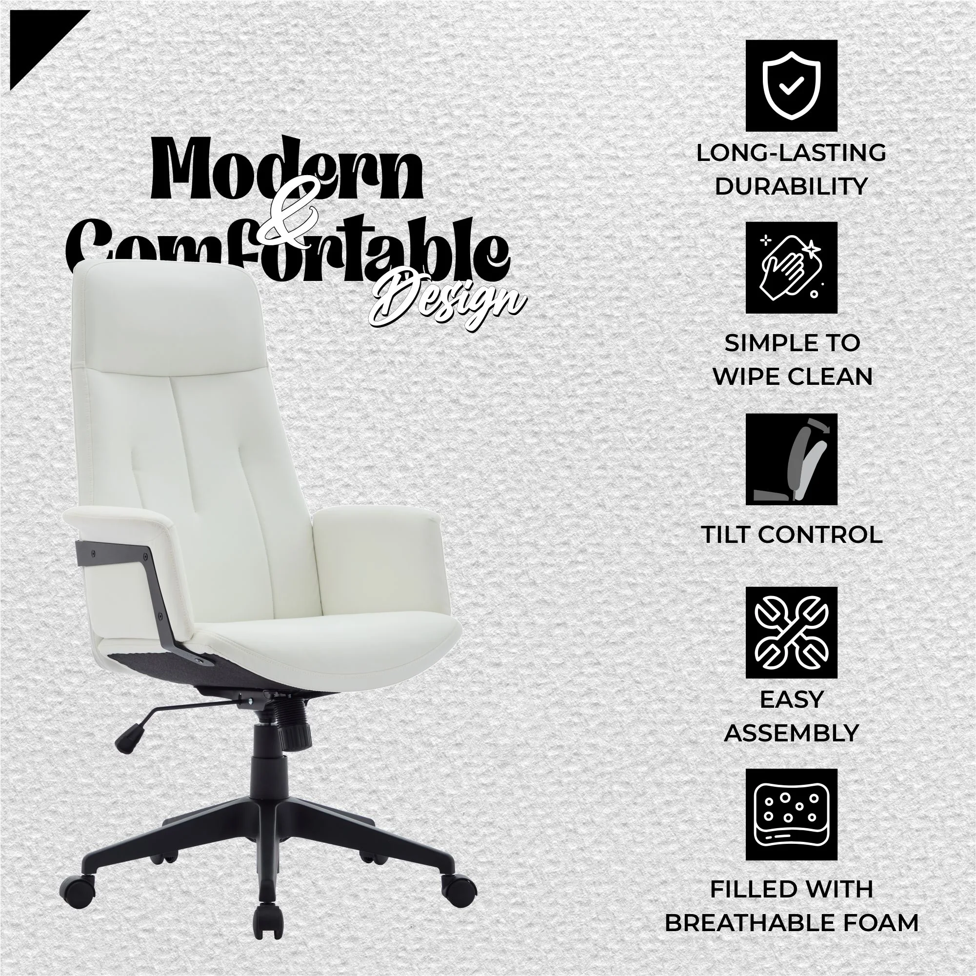 Inifini Collection Modern Office Chair In White