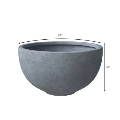 Iris Fiberstone Planter in Grey 12 Dia