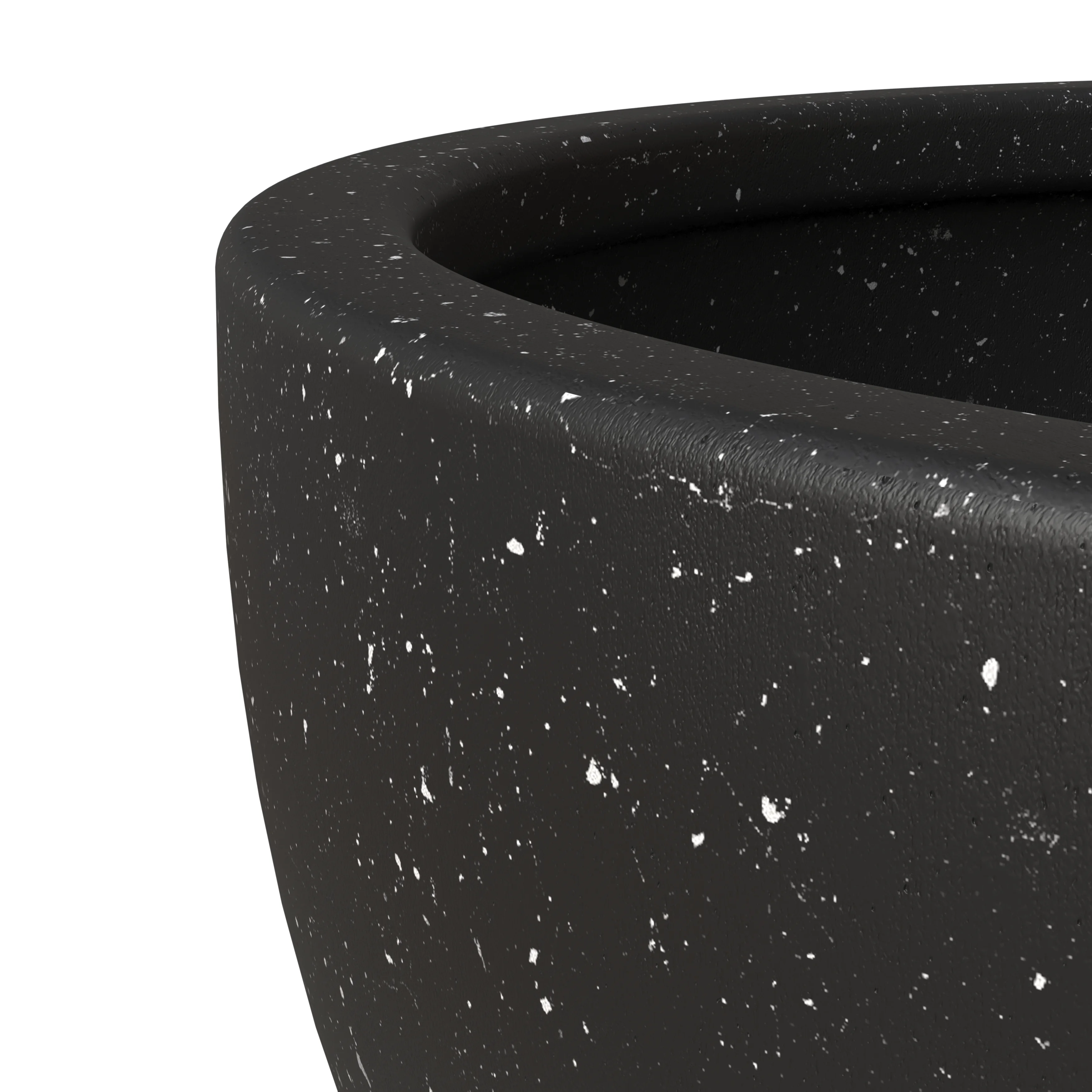 Iris Fiberstone Planter in Black 7 Dia