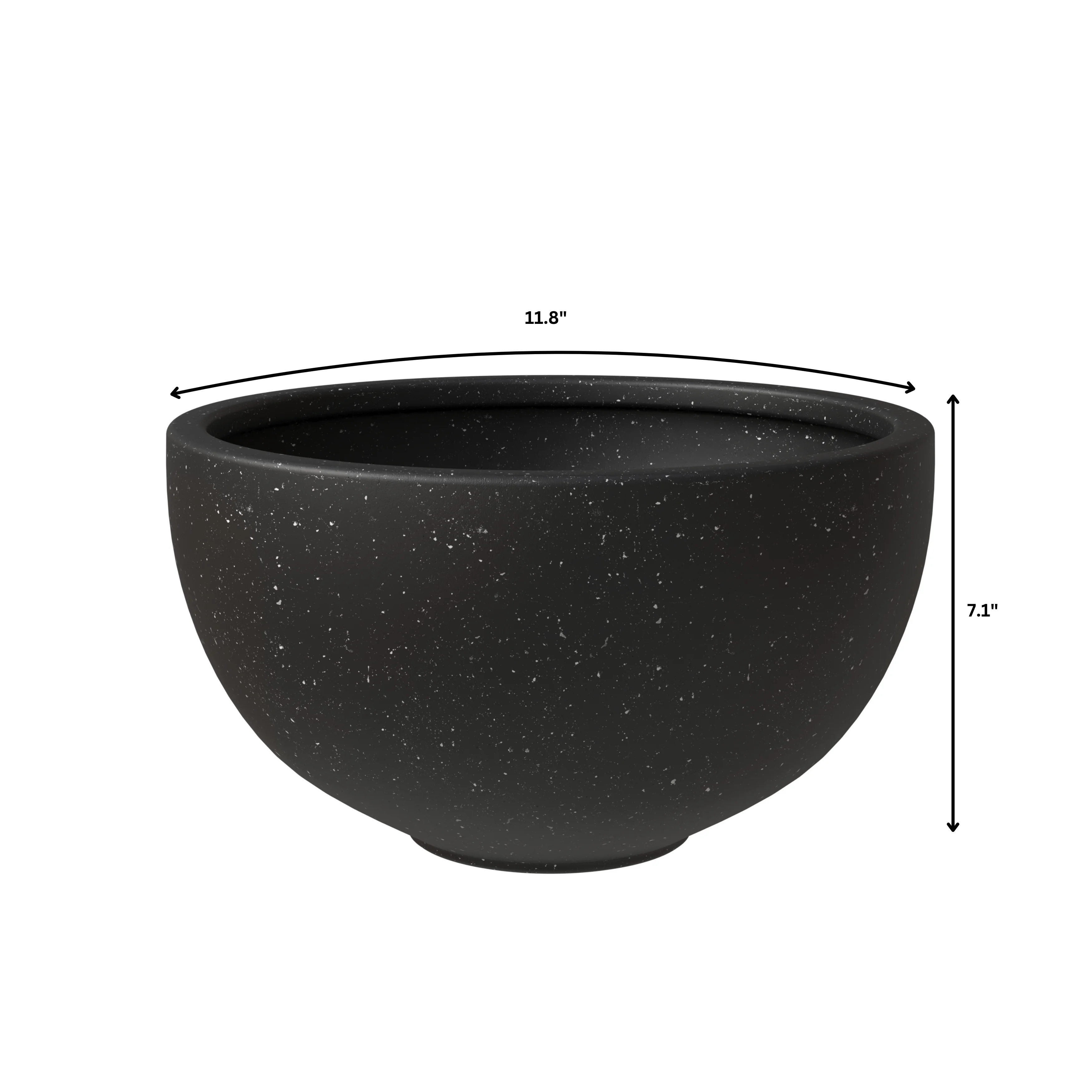 Iris Fiberstone Planter in Black 7 Dia