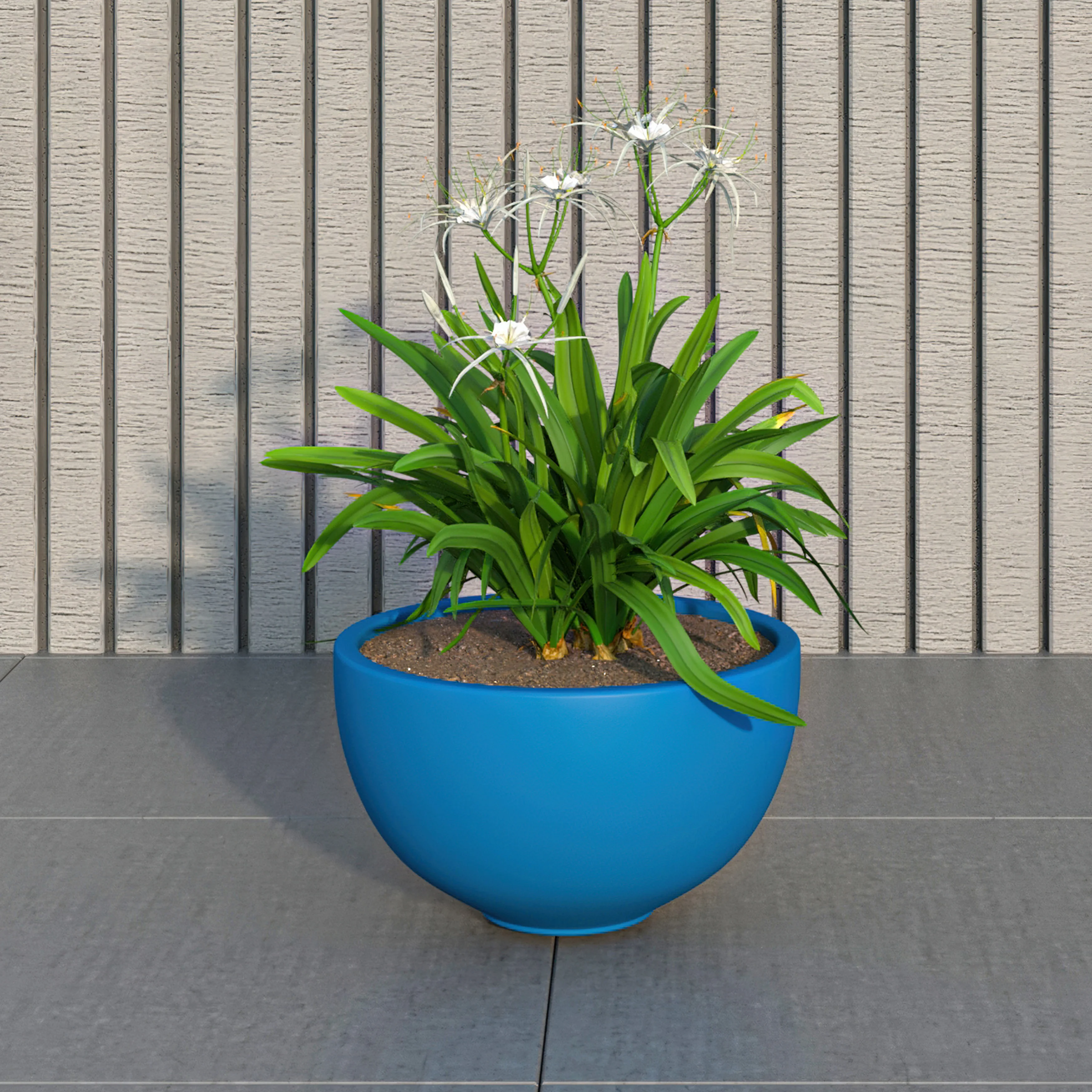 Iris Fiberstone Planter in Blue 7 Dia
