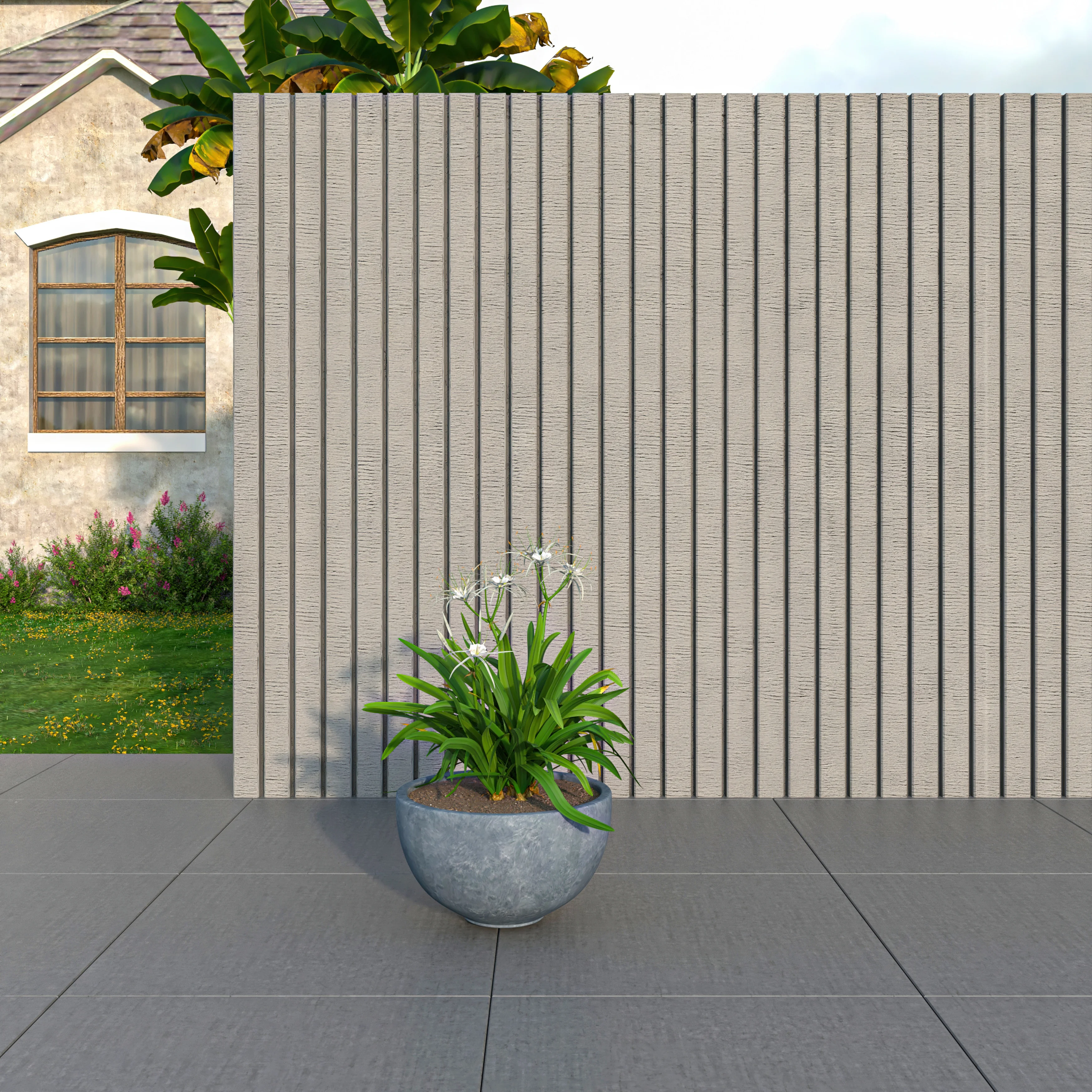 Iris Fiberstone Planter in Grey 7 Dia