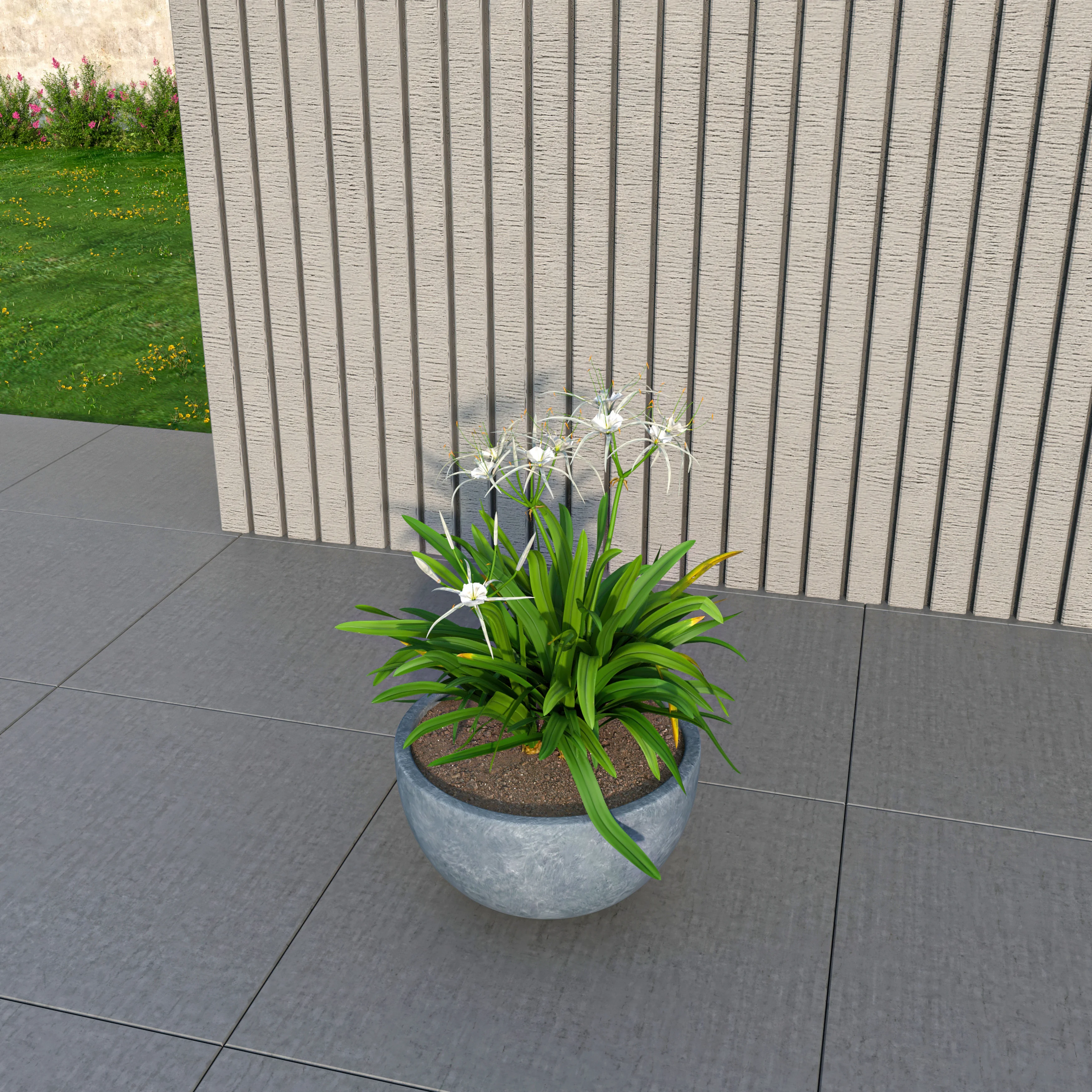 Iris Fiberstone Planter in Grey 7 Dia