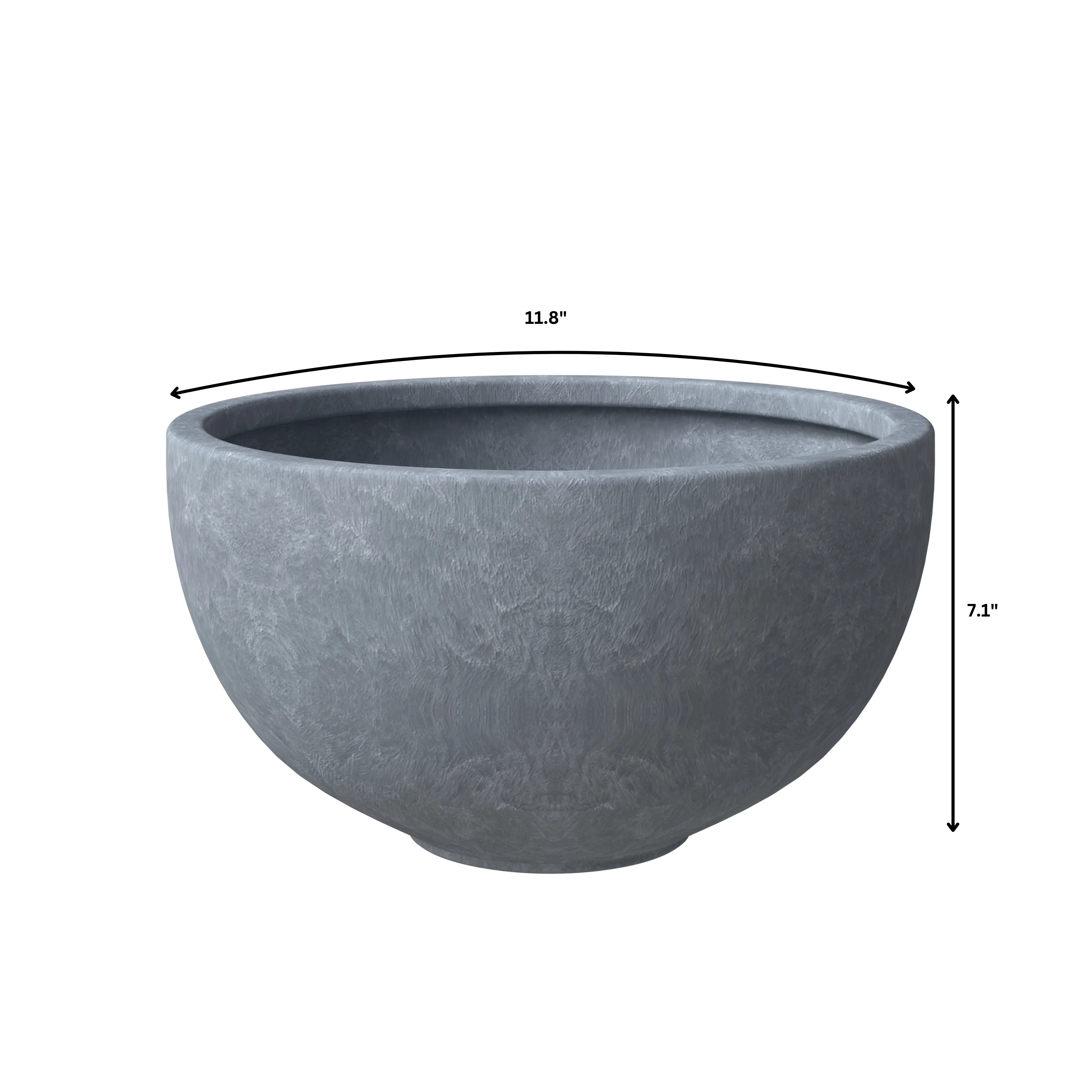 Iris Fiberstone Planter in Grey 7 Dia