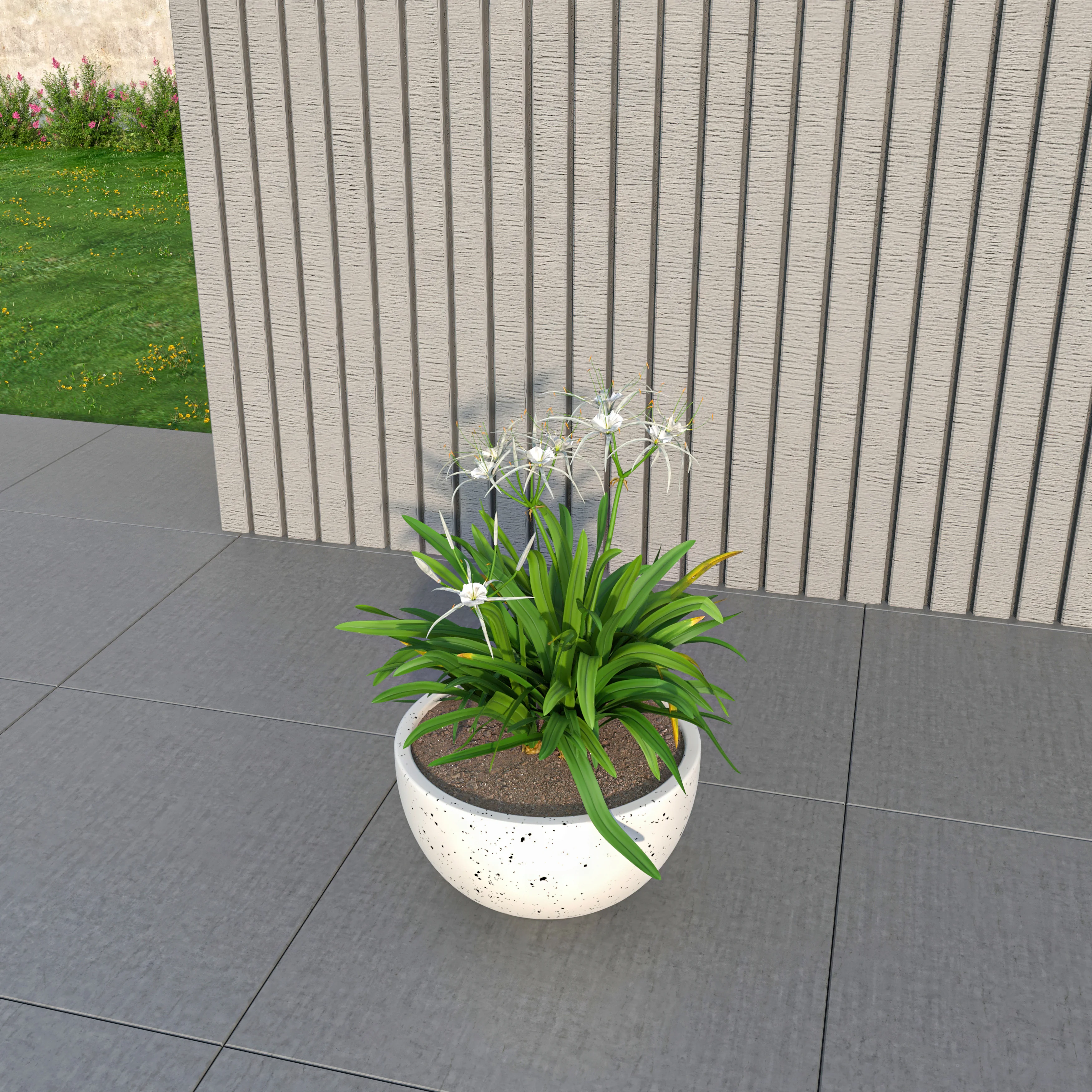 Iris Fiberstone Planter in White 7 Dia