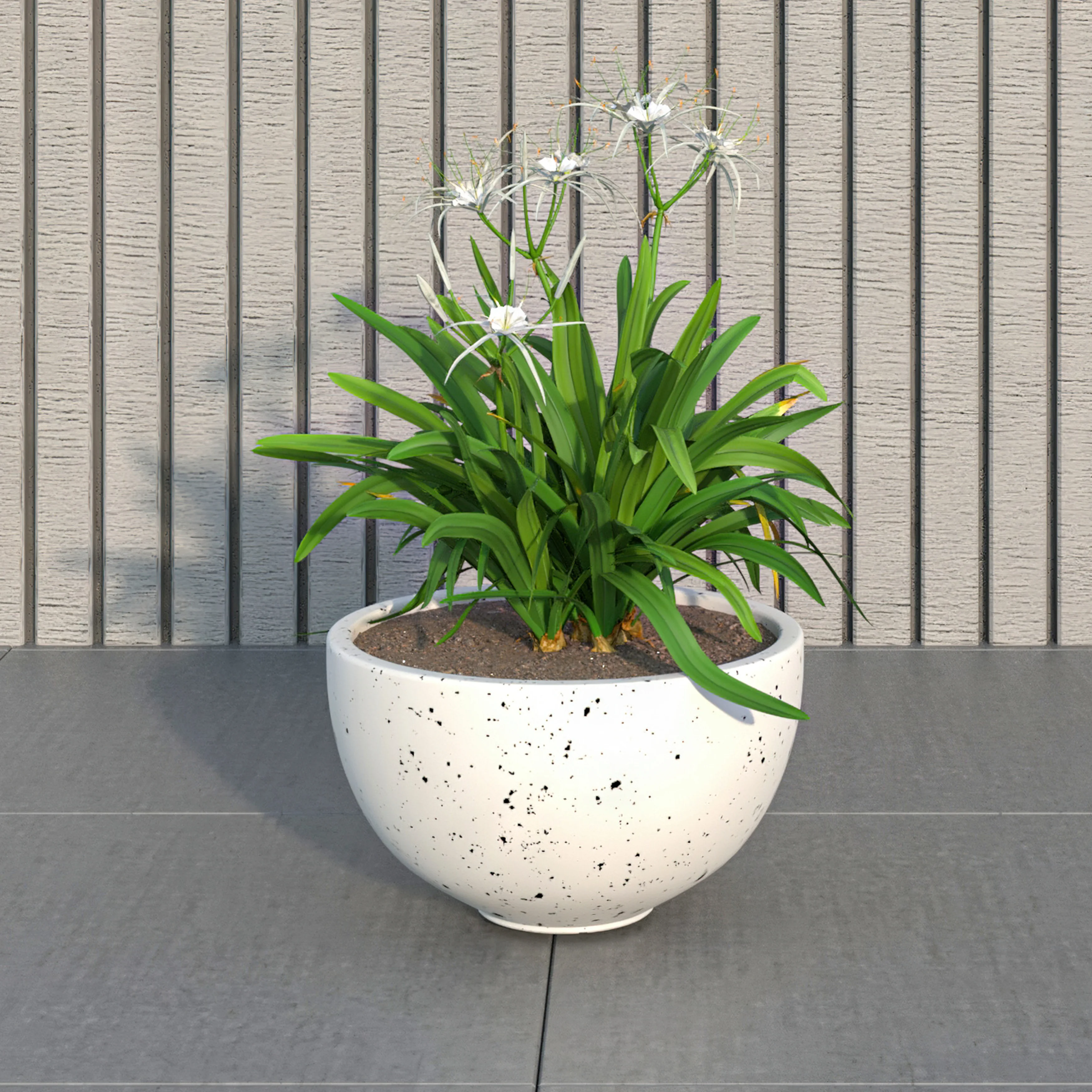 Iris Fiberstone Planter in White 7 Dia