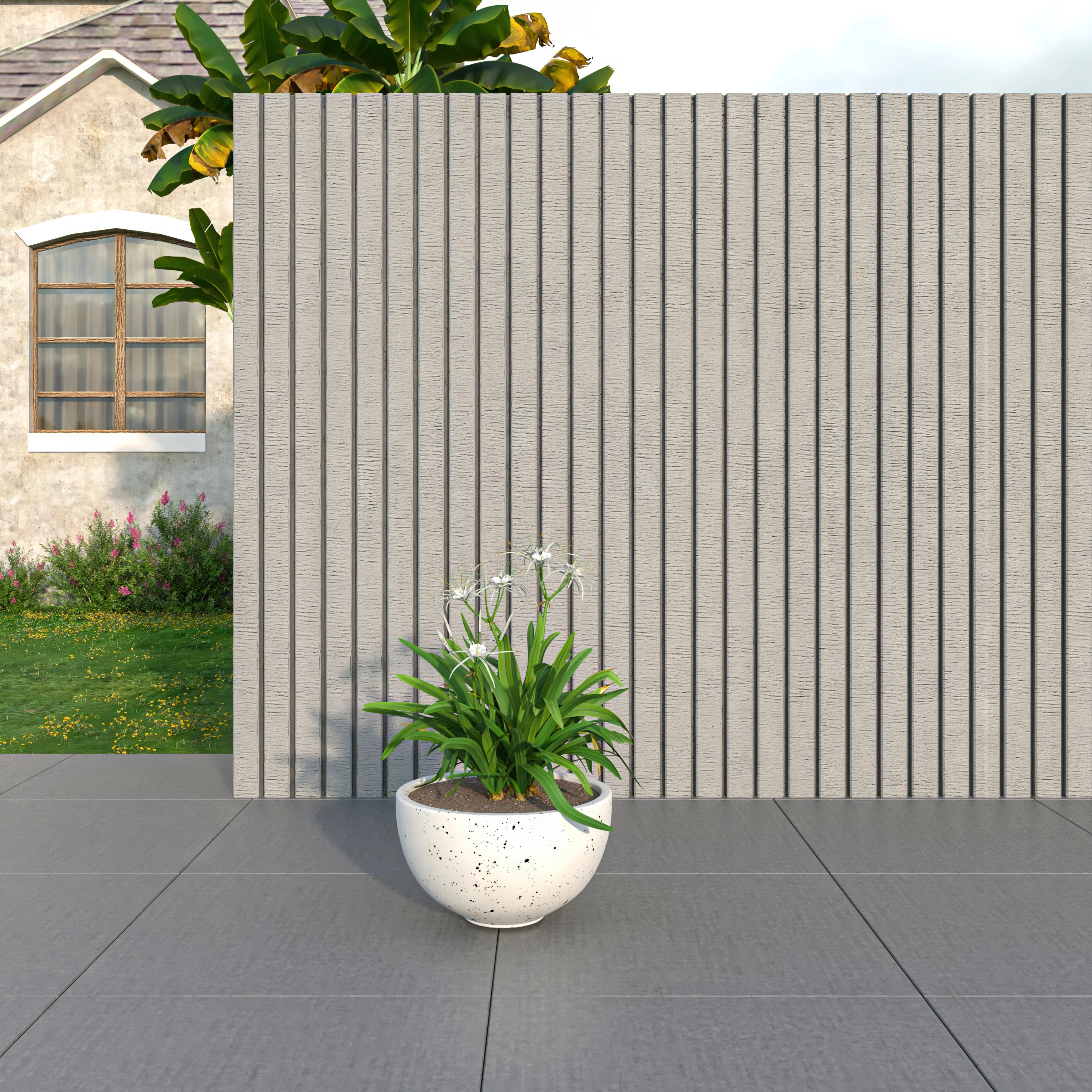 Iris Fiberstone Planter in White 7 Dia