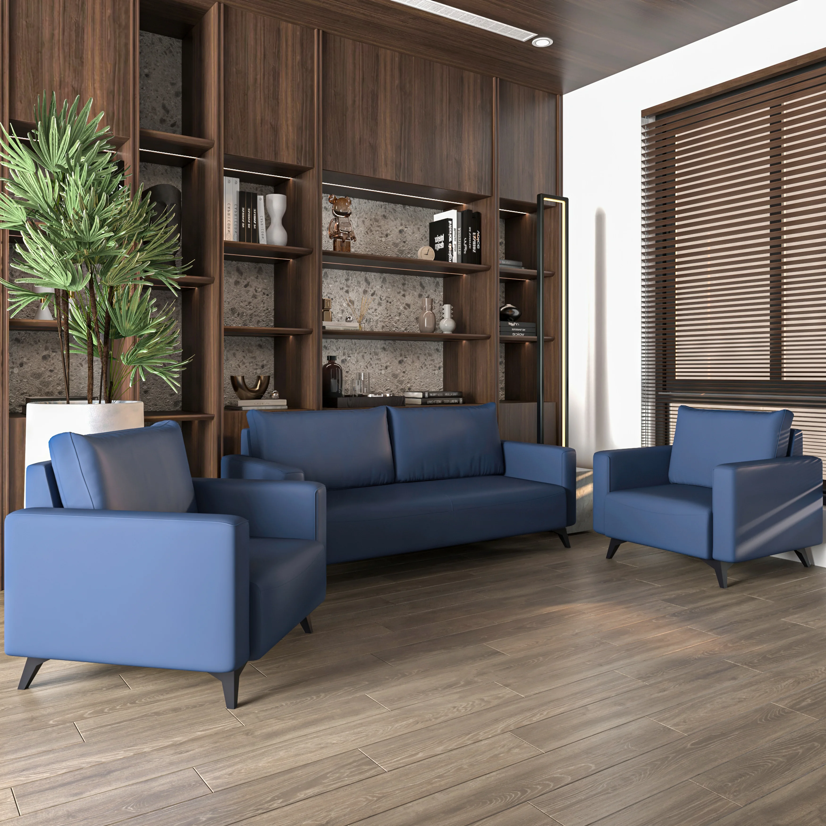 Inno Collection Sofa Set, 2 Single Seaters, and 3 seater In Dark Blue