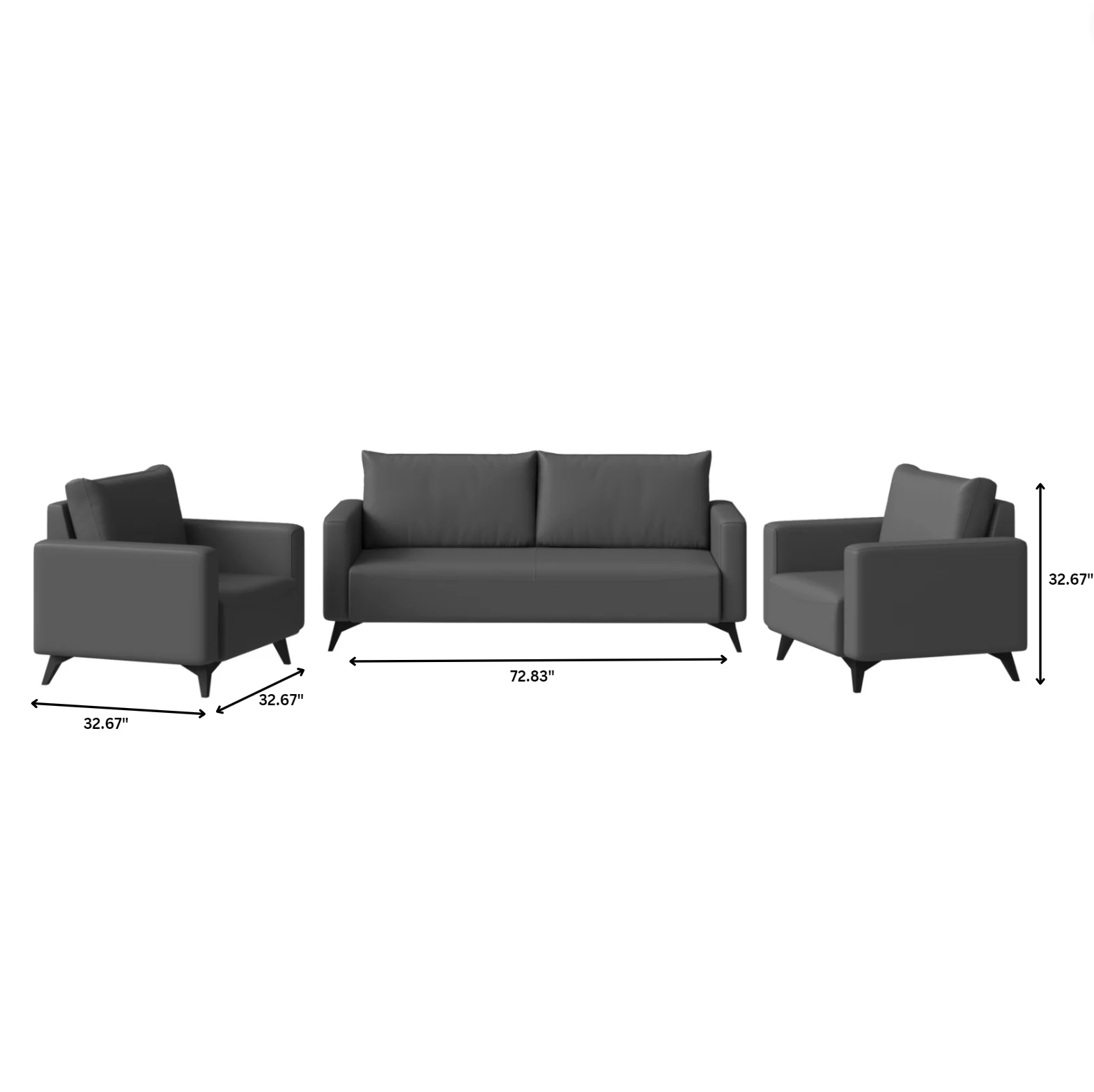 Inno Collection Sofa Set, 2 Single Seaters, and 3 seater In Grey