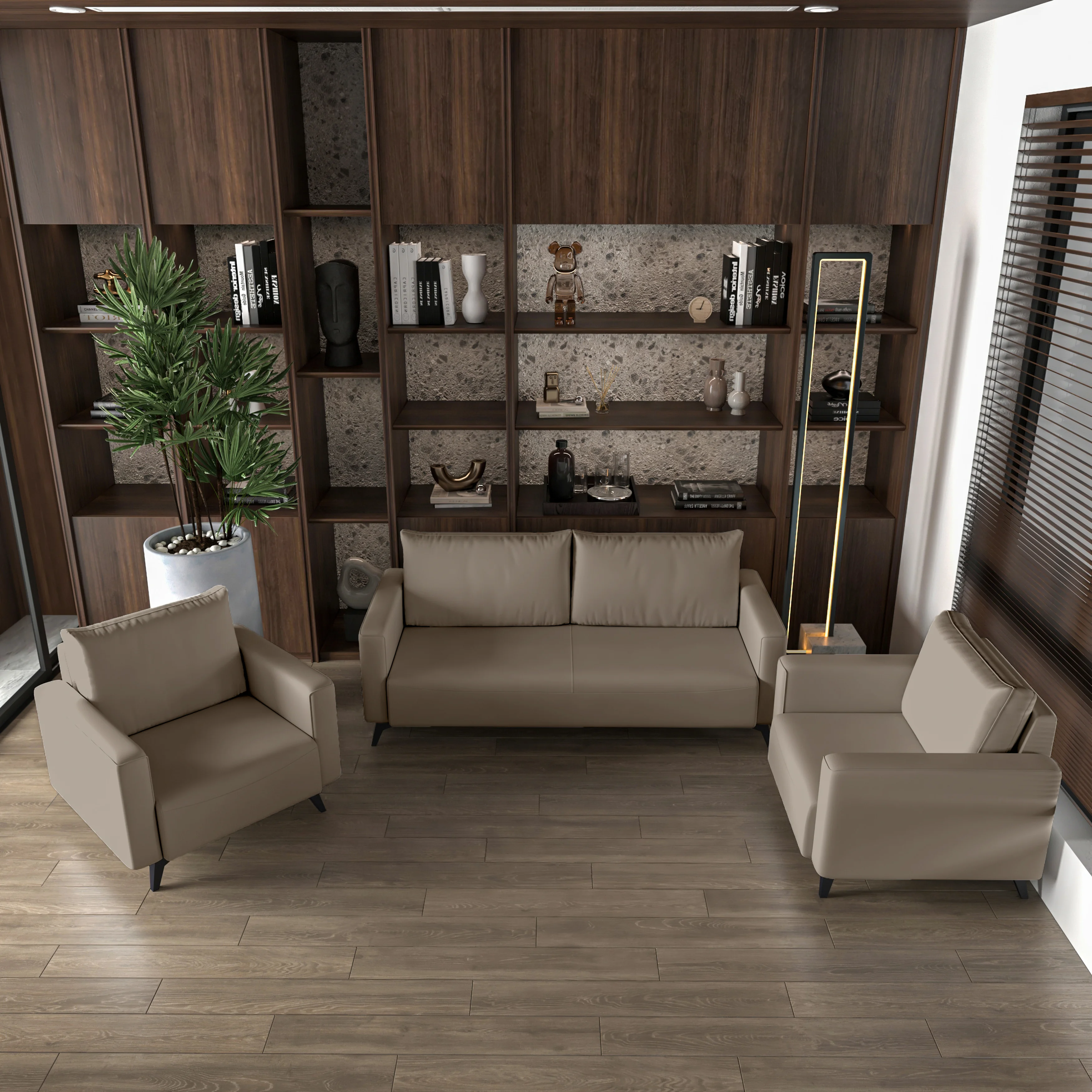 Inno Collection Sofa Set, 2 Single Seaters, and 3 seater In TAupe