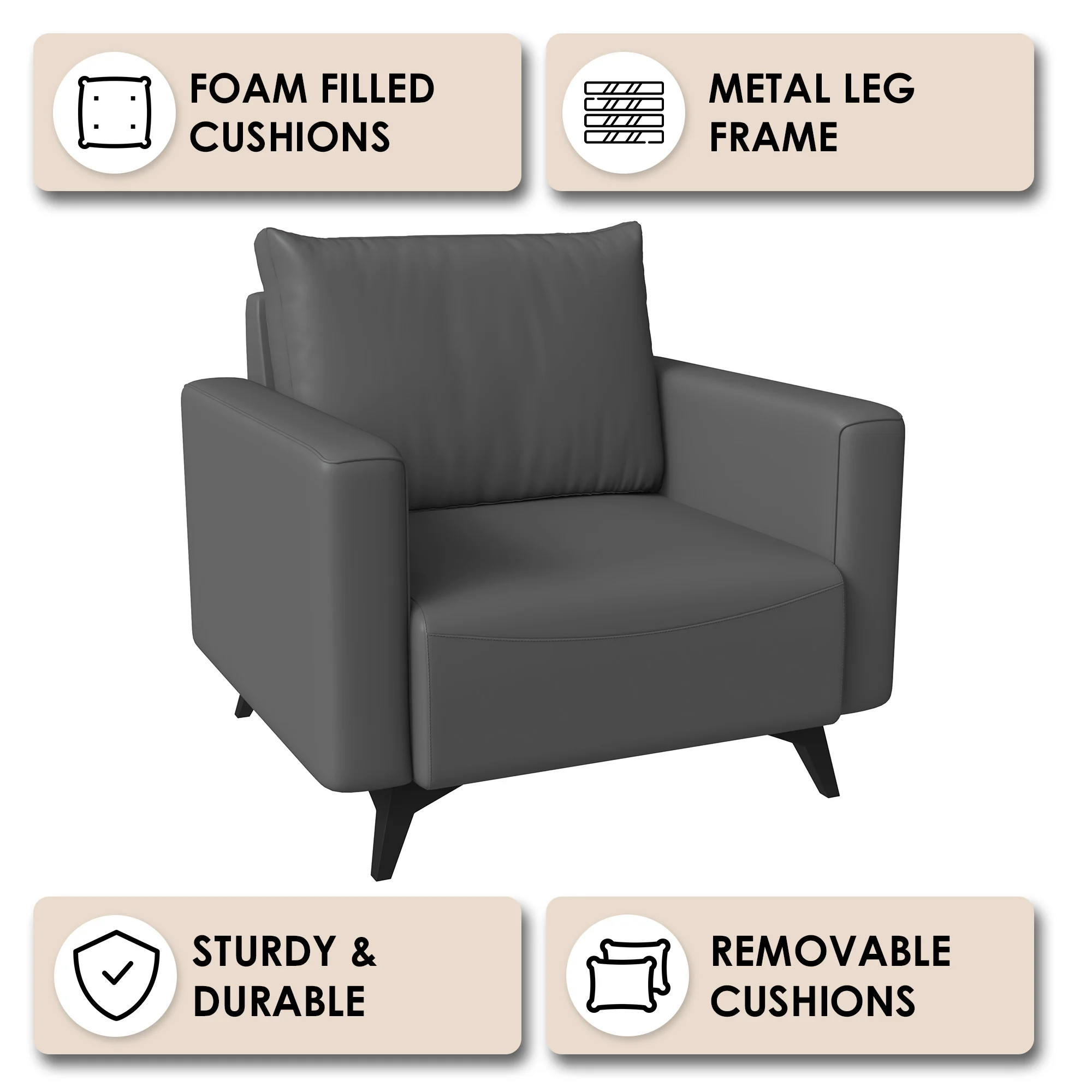 Inno Collection Single Seater Sofa In Grey