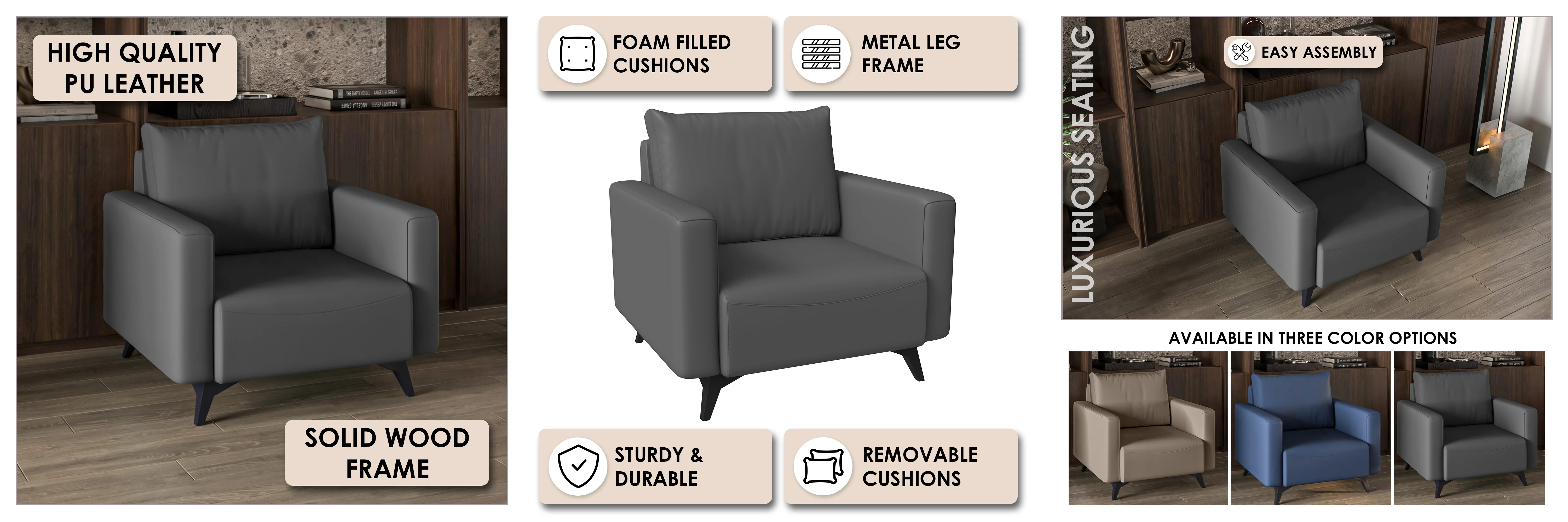 Inno Collection Single Seater Sofa In Grey