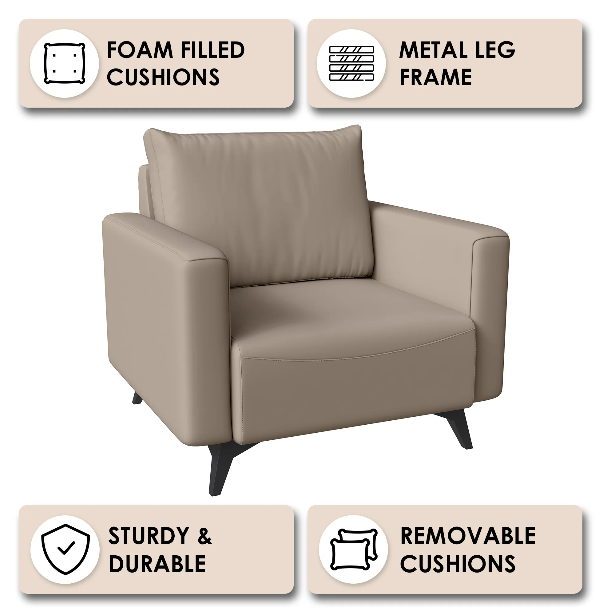 Inno Collection Single Seater Sofa In Taupe