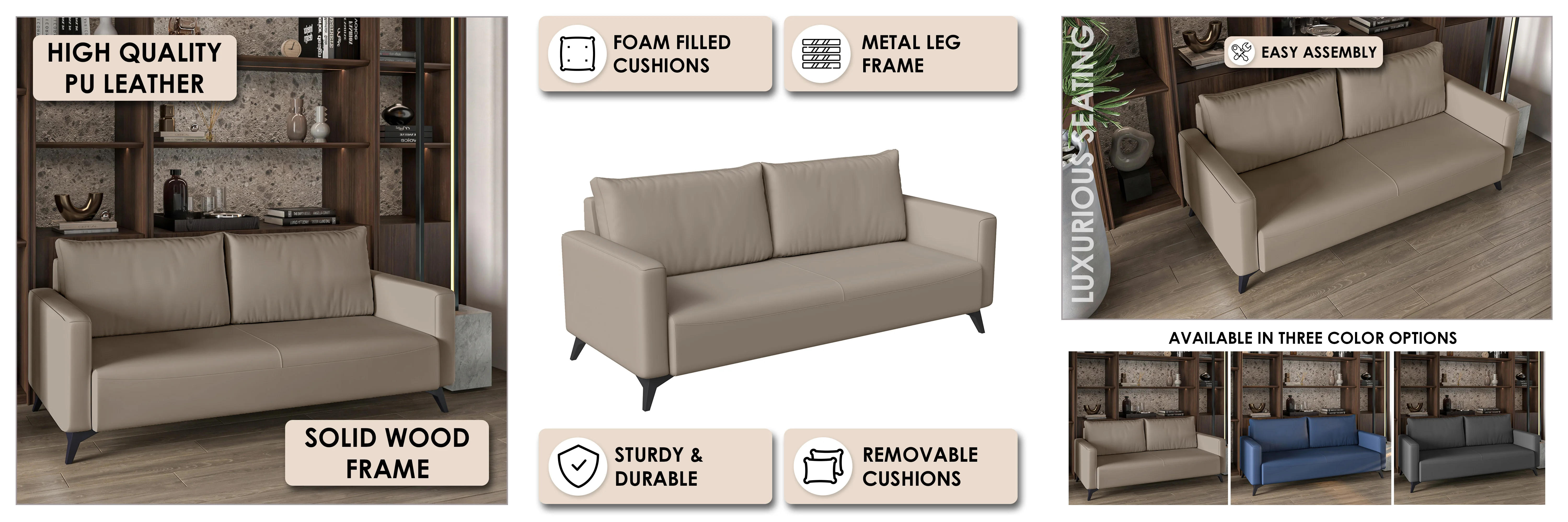Inno Collection Three Seater Sofa In Taupe