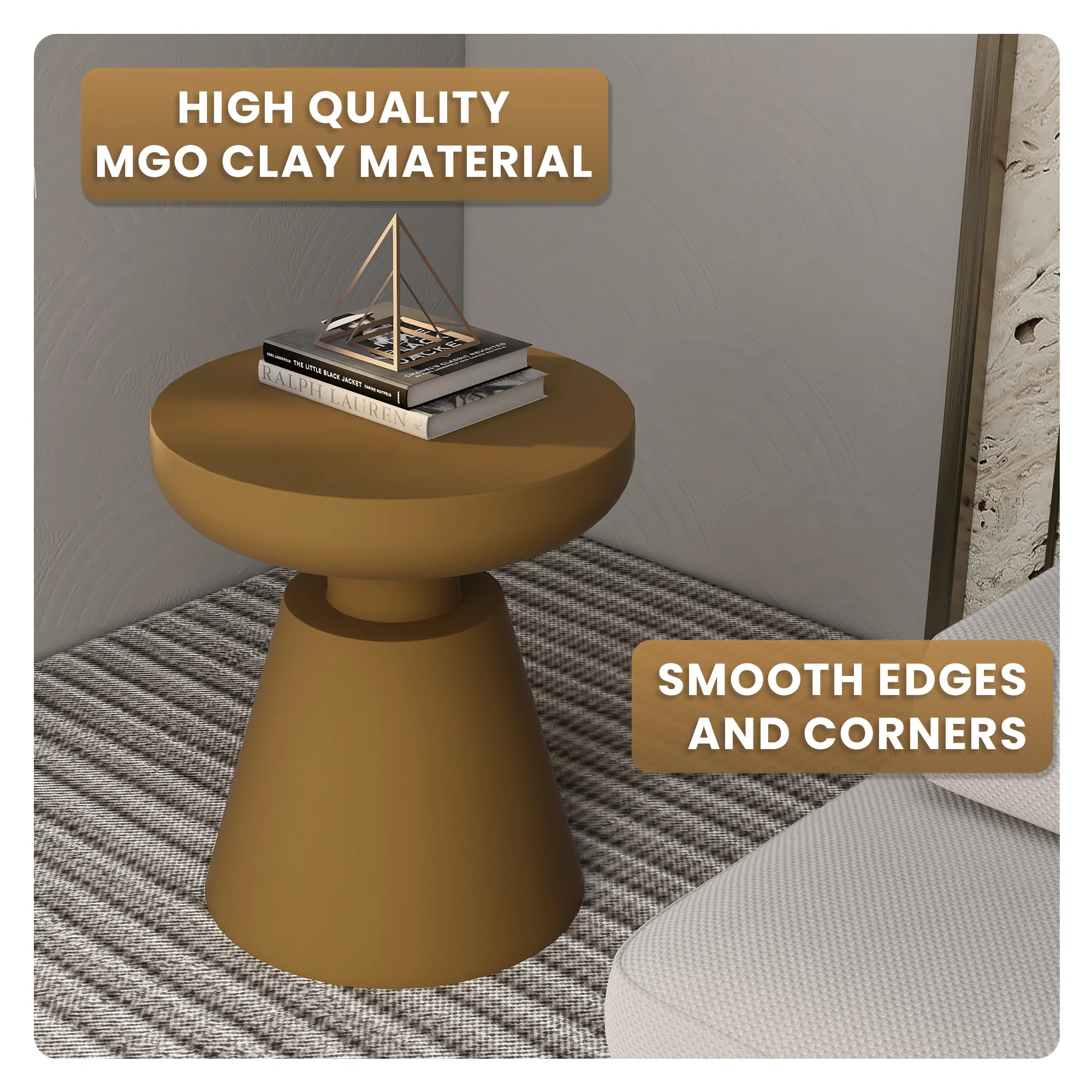 Isle Collection Fiberglass Outdoor Side Table in Brown