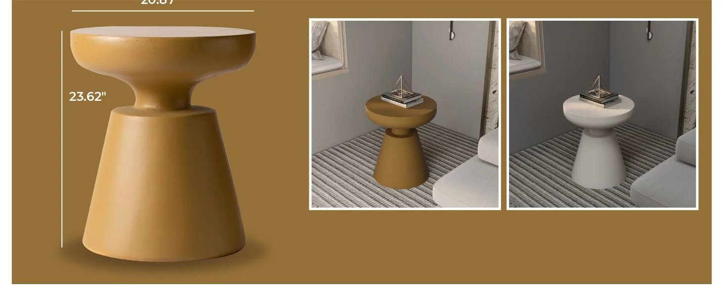 Isle Collection Fiberglass Outdoor Side Table in Brown