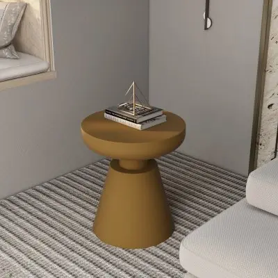 Isle Collection Fiberglass Outdoor Side Table in Brown