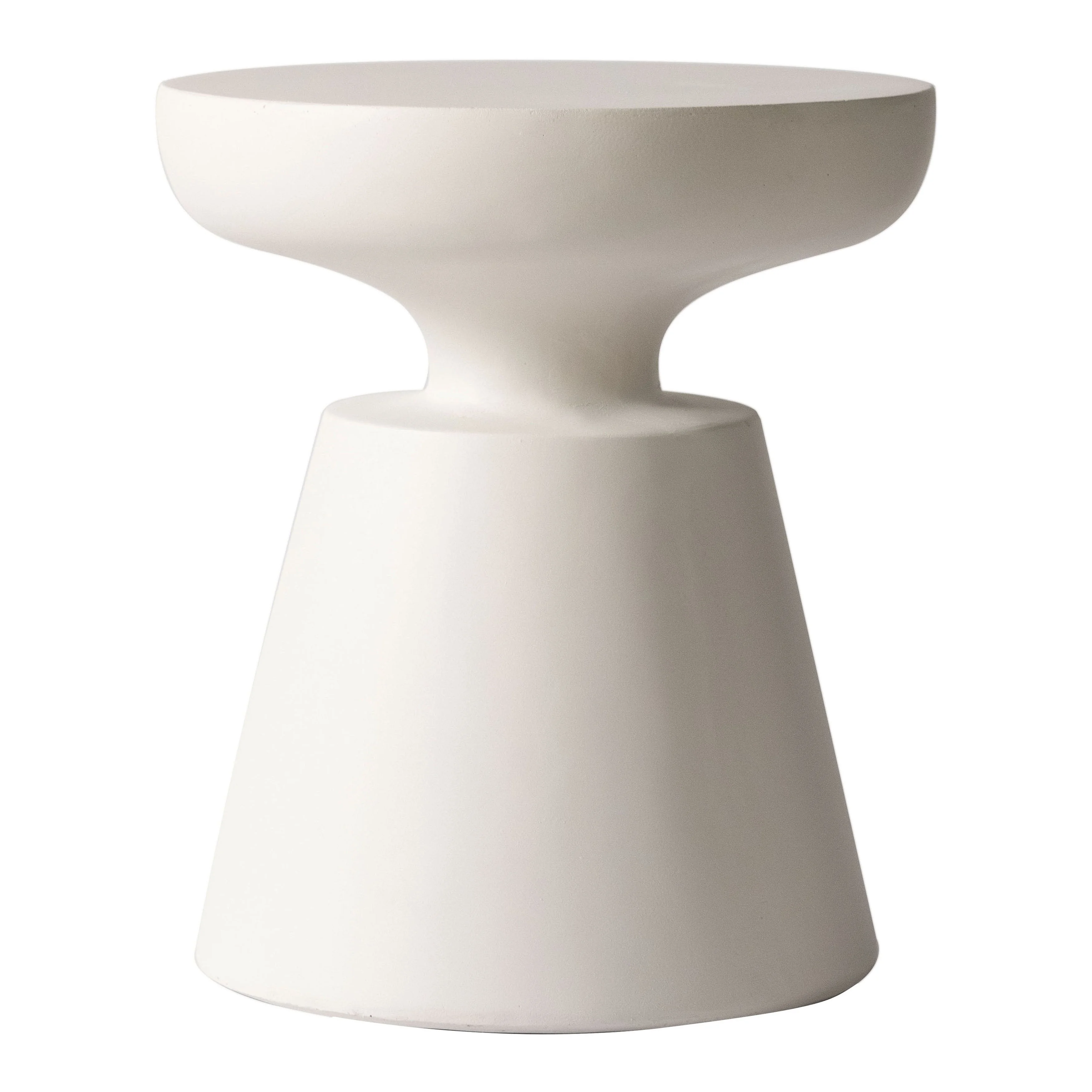 Isle Collection Fiberglass Outdoor Side Table in Cream