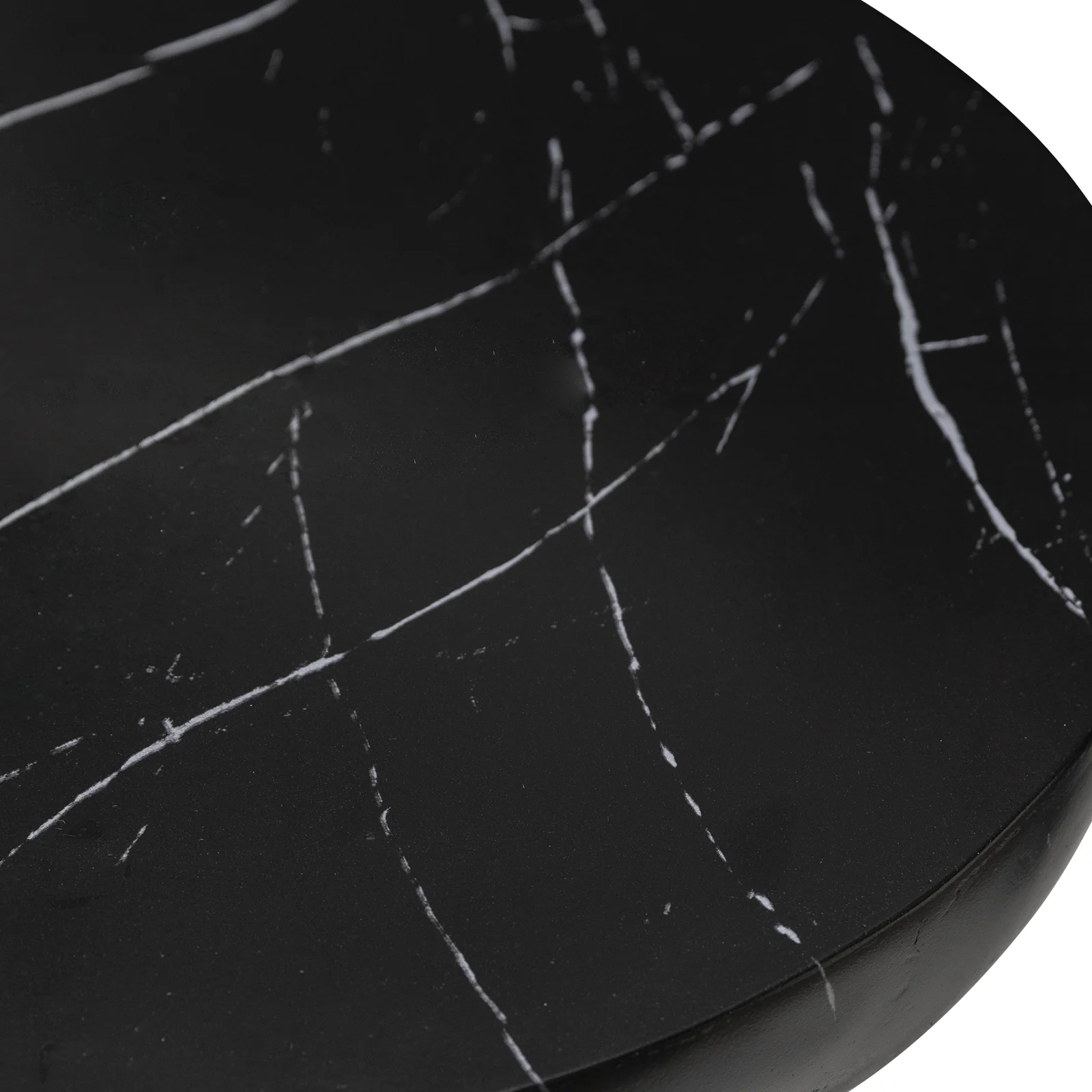 Isle Collection Fiberglass Outdoor Side Table in Marbled Black