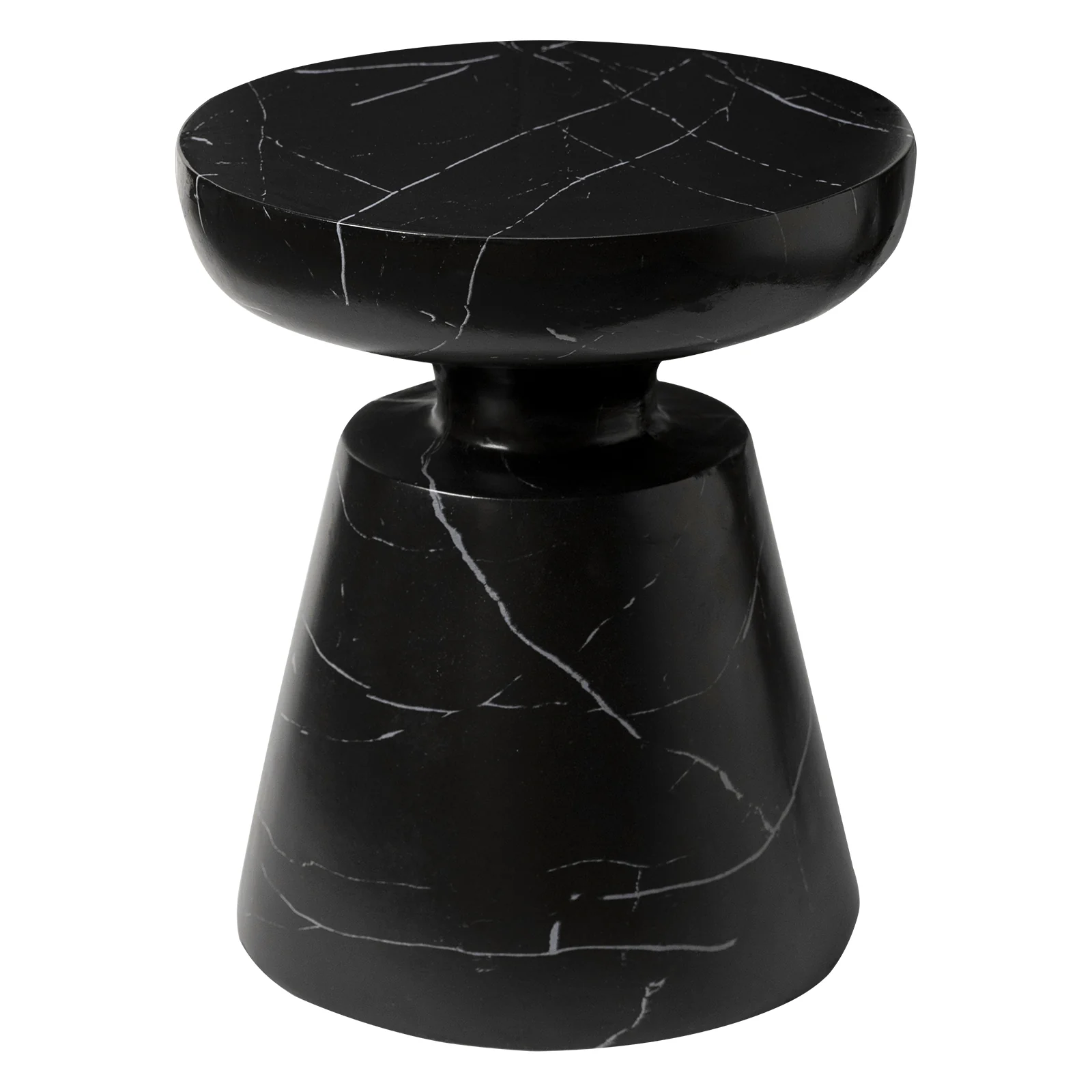 Isle Collection Fiberglass Outdoor Side Table in Marbled Black