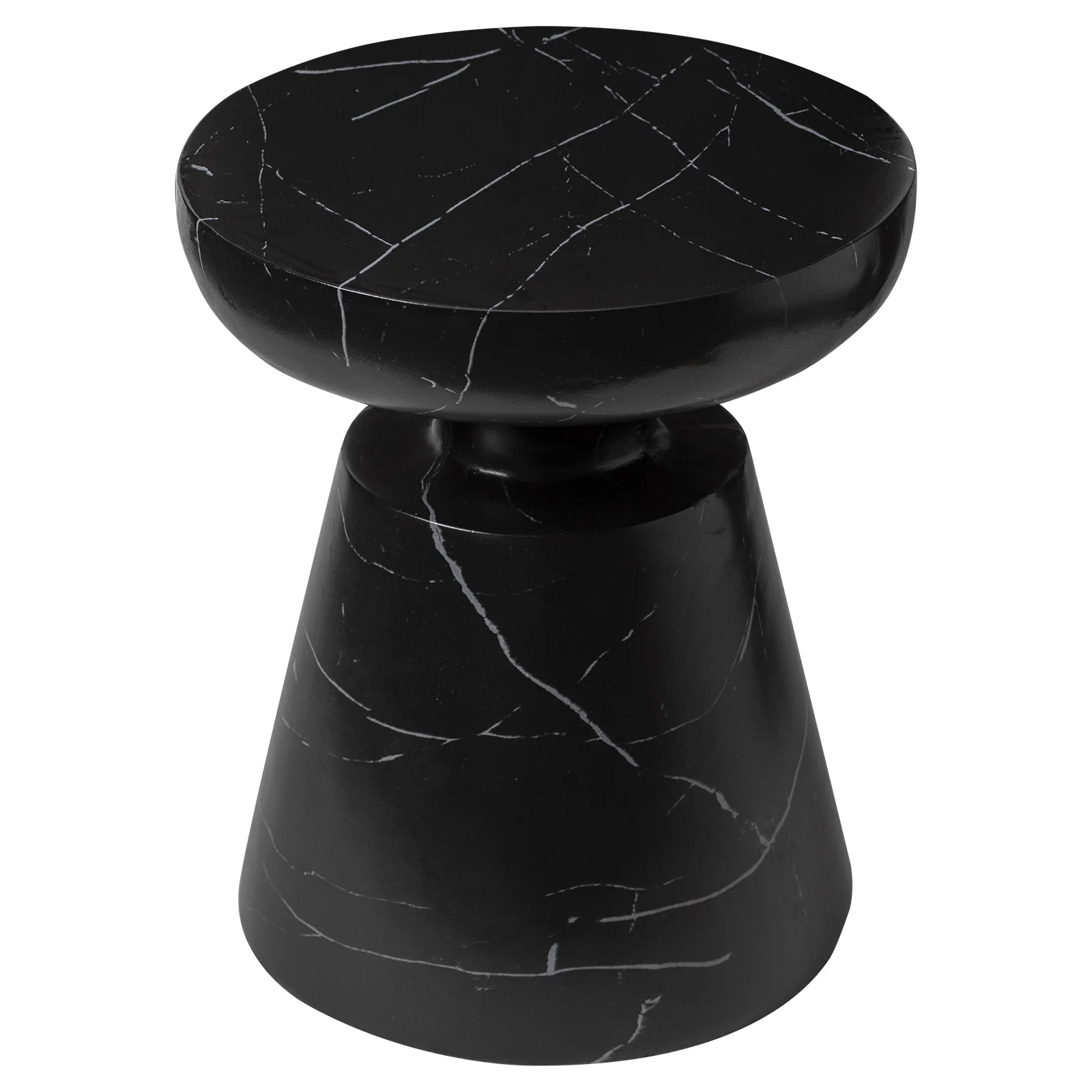 Isle Collection Fiberglass Outdoor Side Table in Marbled Black