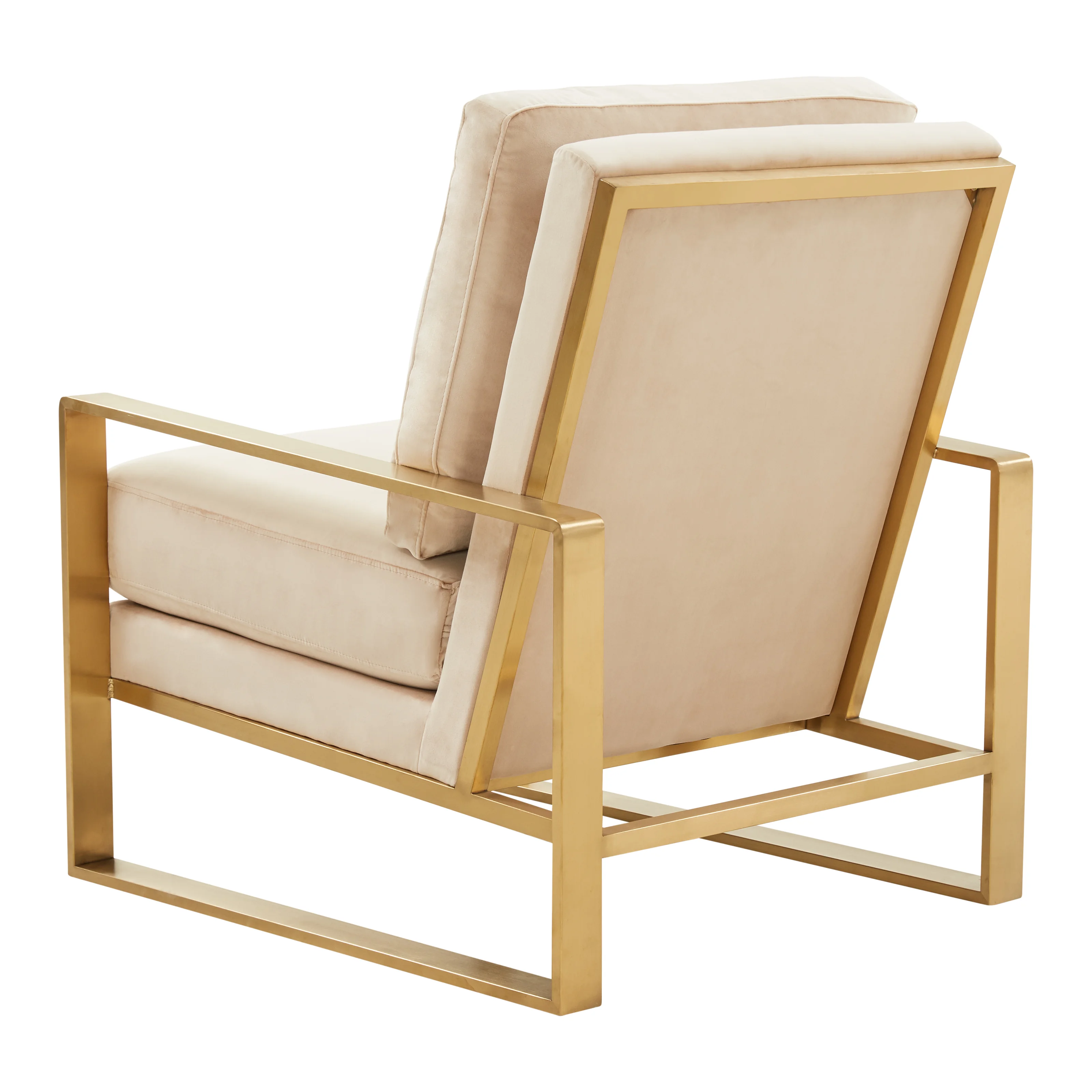 Jefferson Velvet Design Accent Armchair With Gold Brass Finish Frame