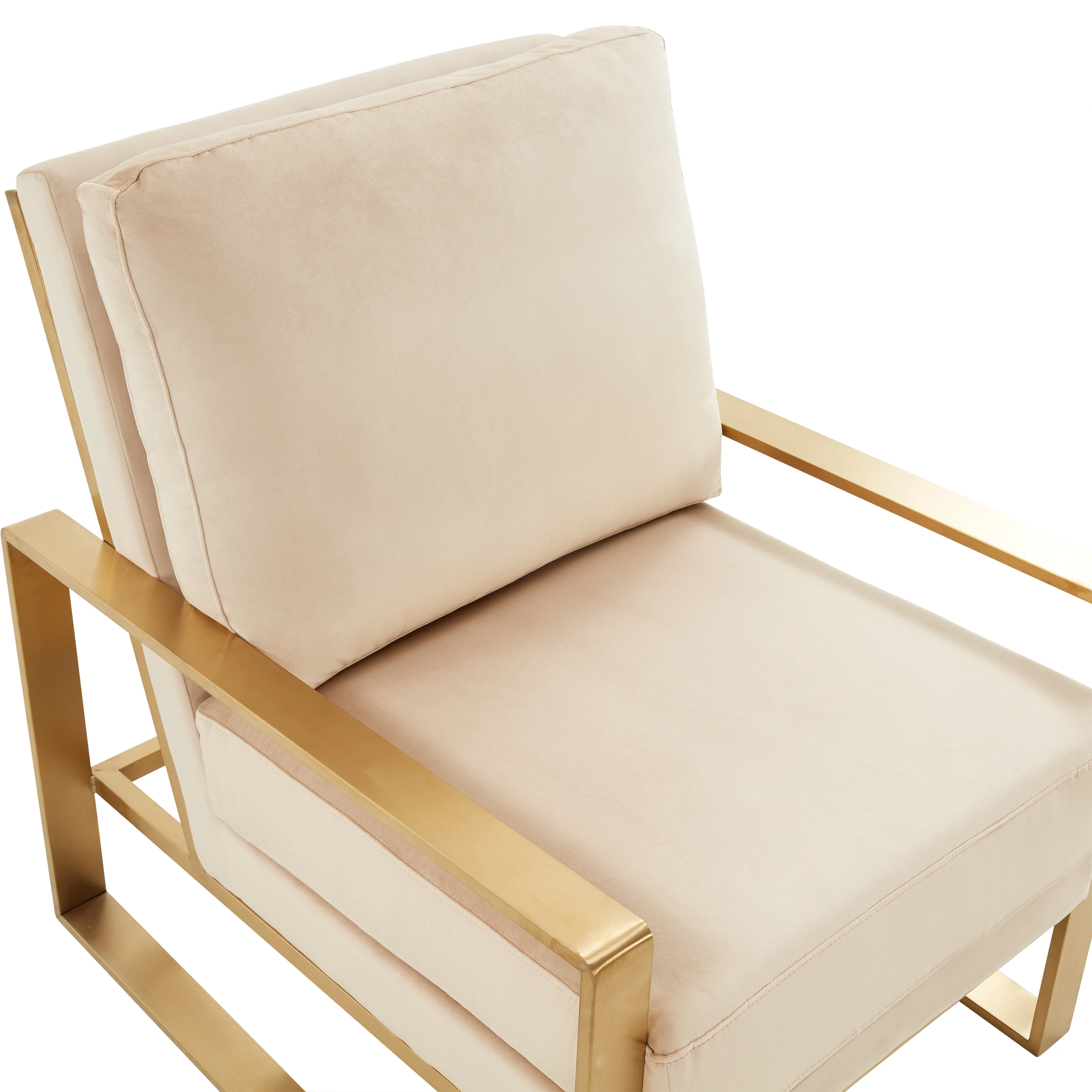Jefferson Velvet Design Accent Armchair With Gold Brass Finish Frame