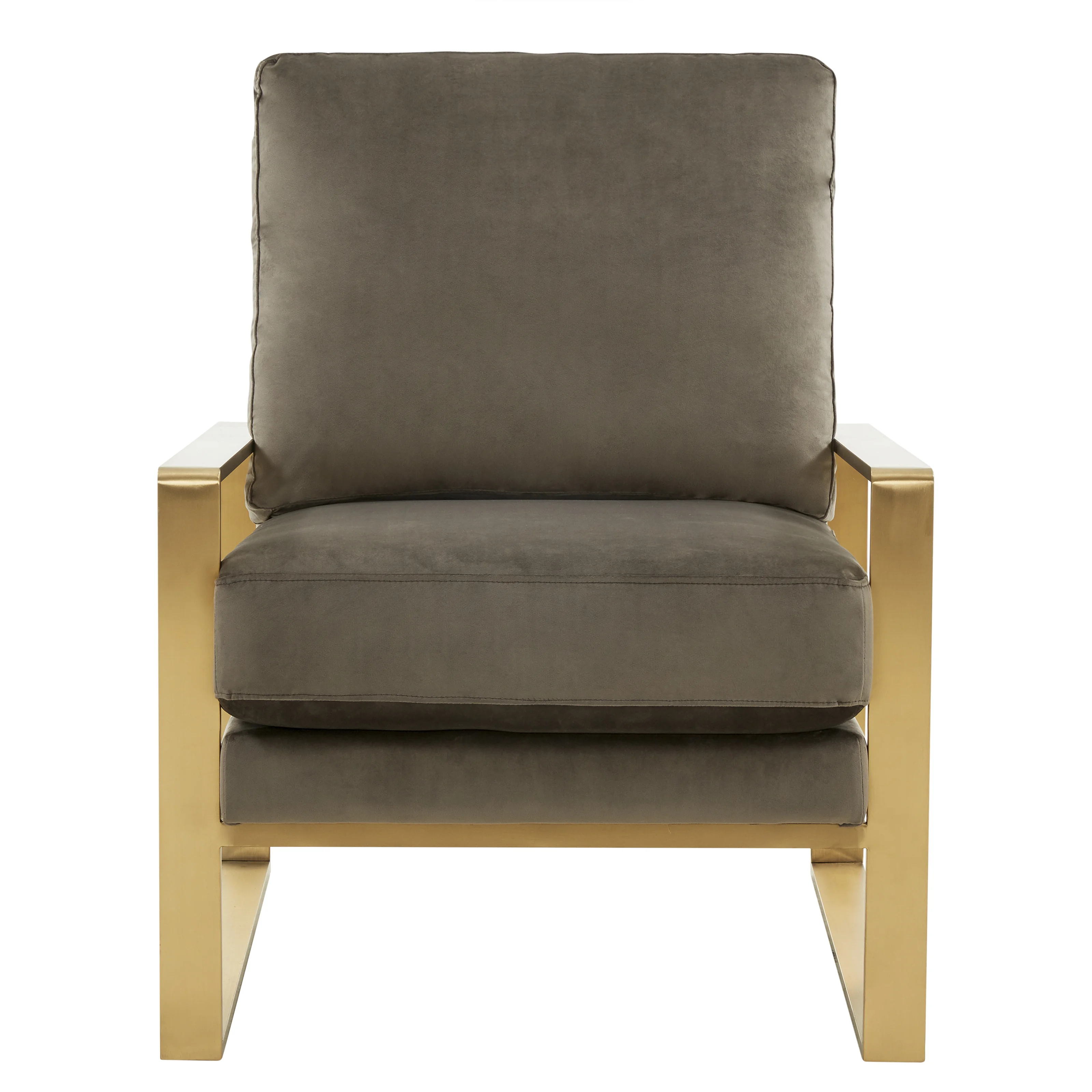 Jefferson Velvet Design Accent Armchair With Gold Brass Finish Frame