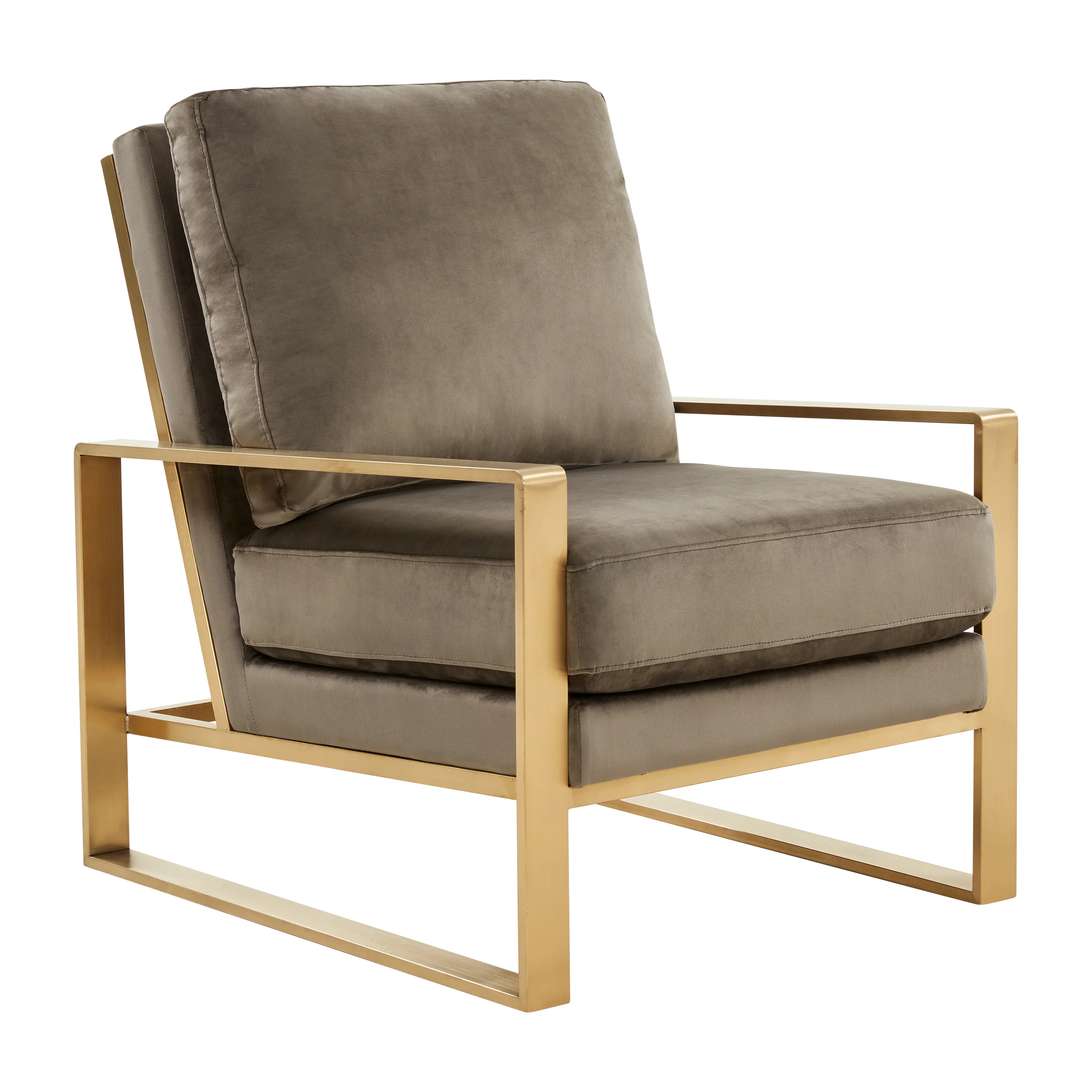 Jefferson Velvet Design Accent Armchair With Gold Brass Finish Frame