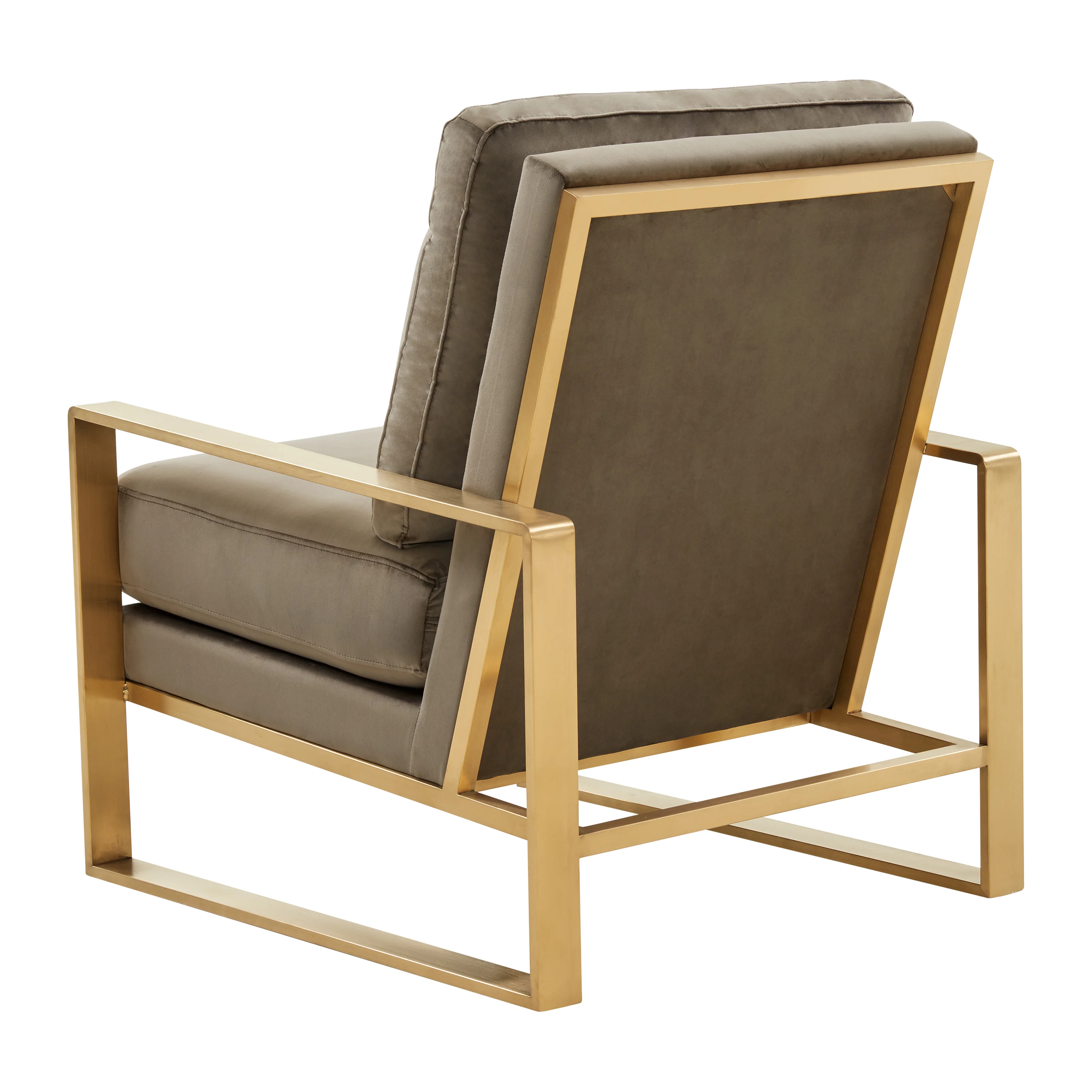 Jefferson Velvet Design Accent Armchair With Gold Brass Finish Frame