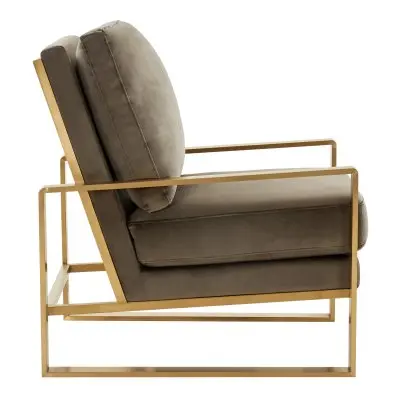 Jefferson Velvet Design Accent Armchair With Gold Brass Finish Frame