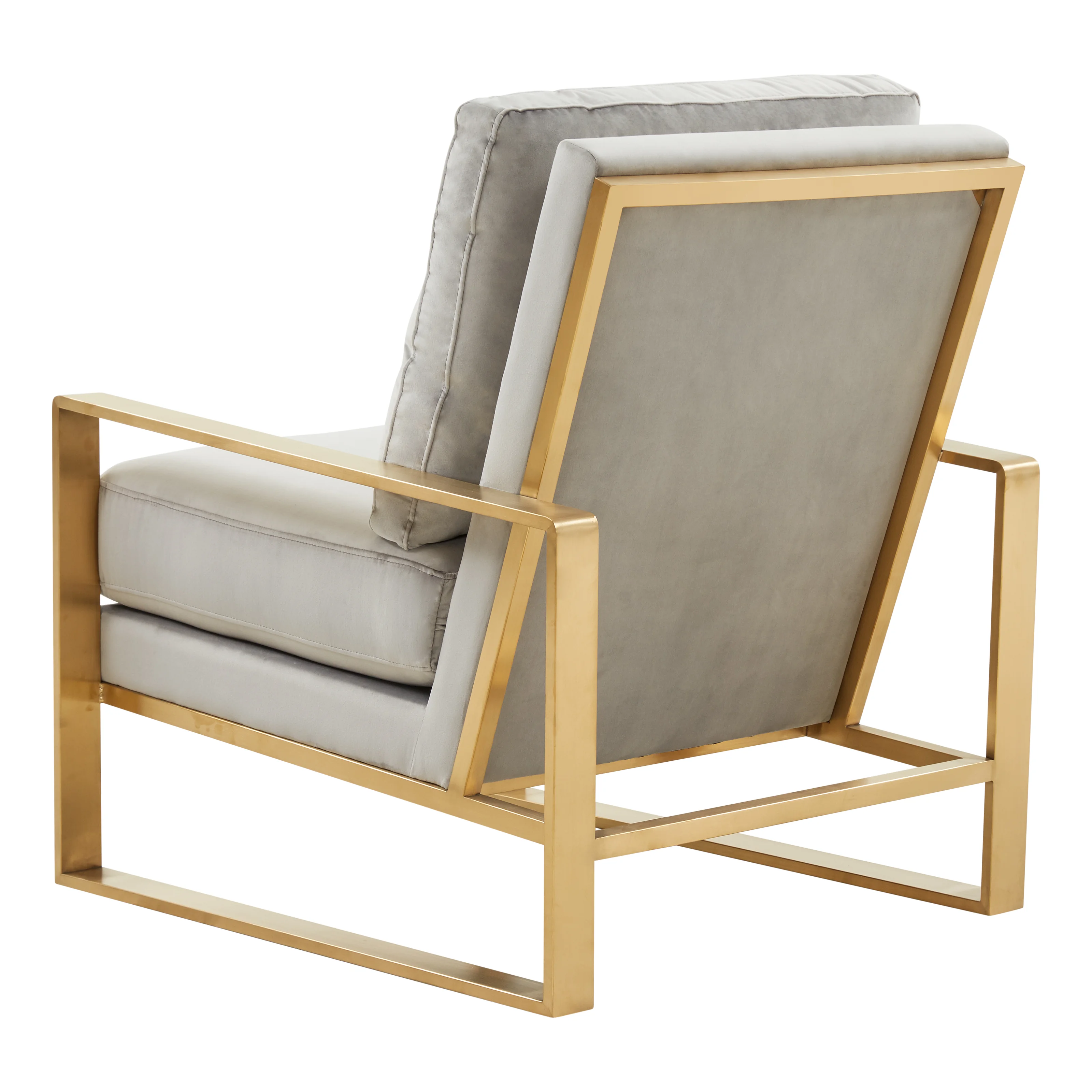 Jefferson Velvet Design Accent Armchair With Gold Brass Finish Frame