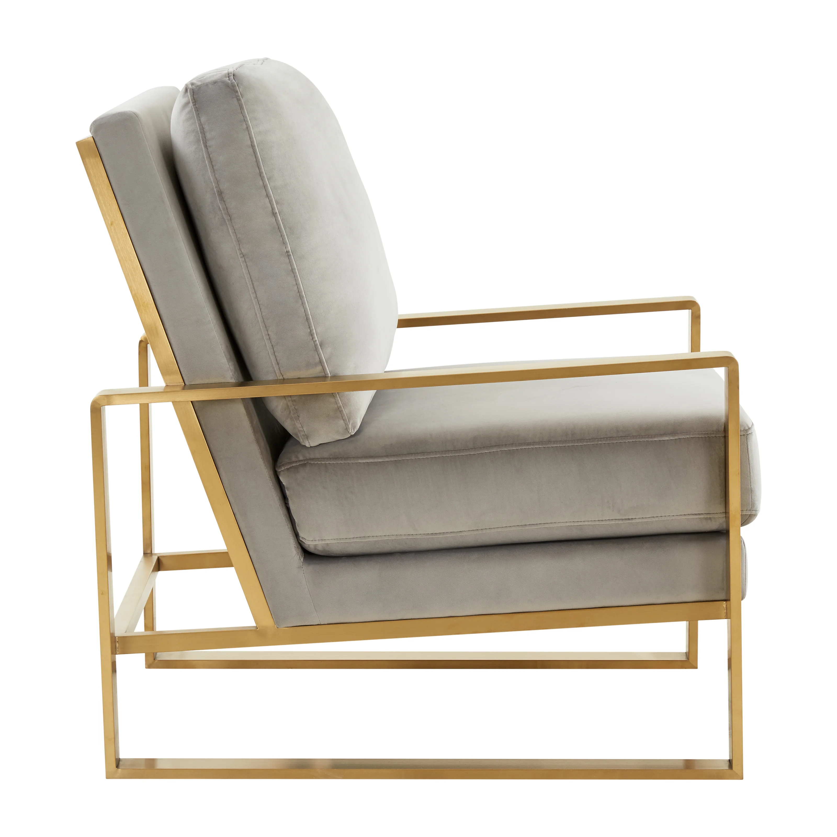 Jefferson Velvet Design Accent Armchair With Gold Brass Finish Frame