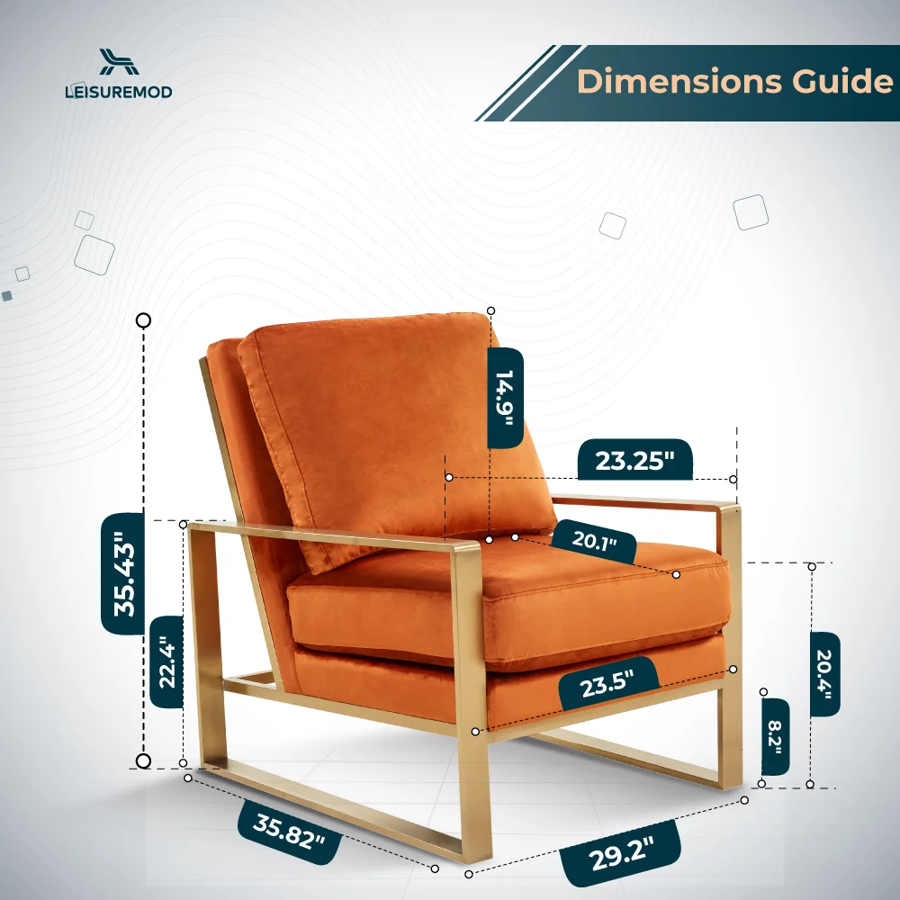 Jefferson Velvet Design Accent Armchair With Gold Brass Finish Frame