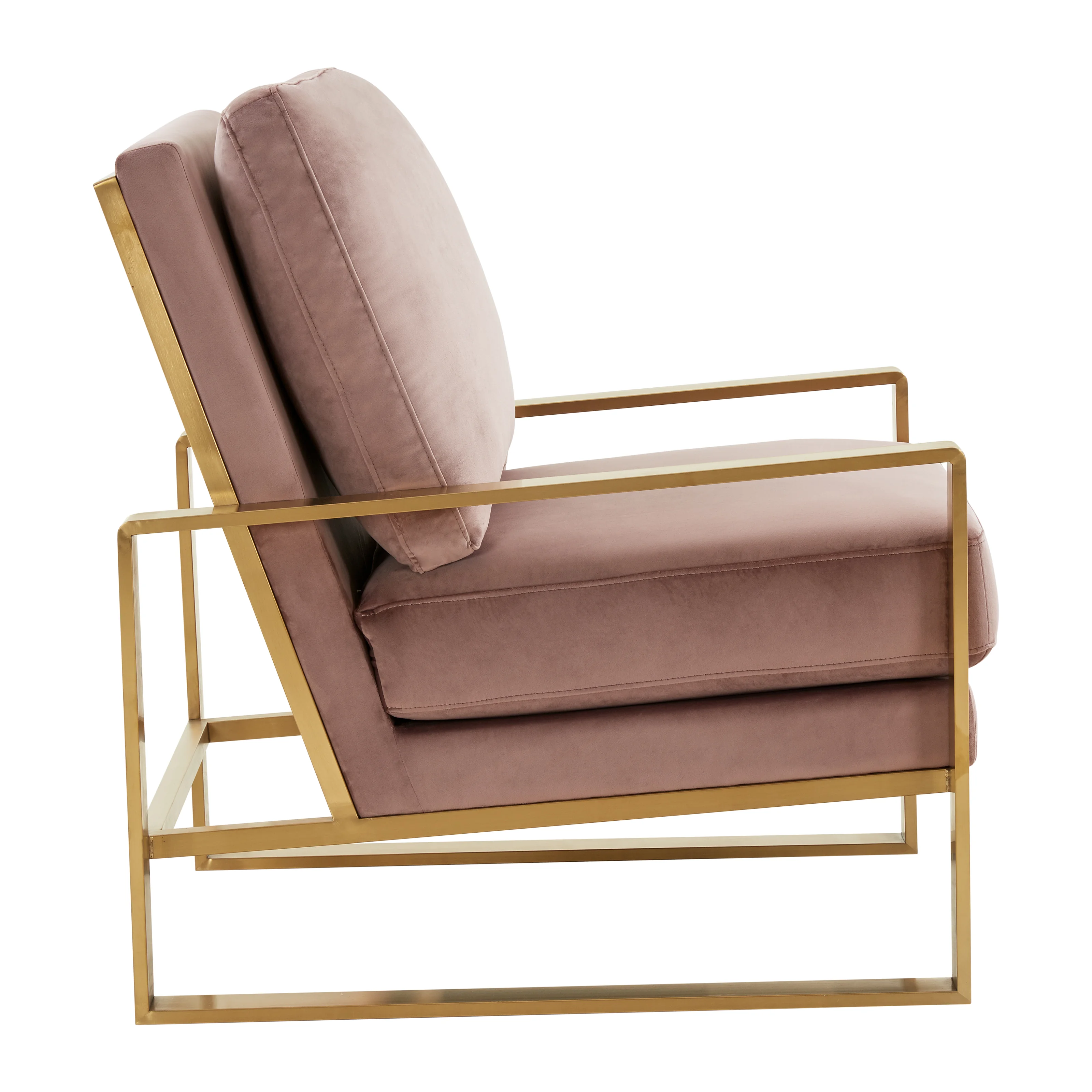 Jefferson Velvet Design Accent Armchair With Gold Brass Finish Frame