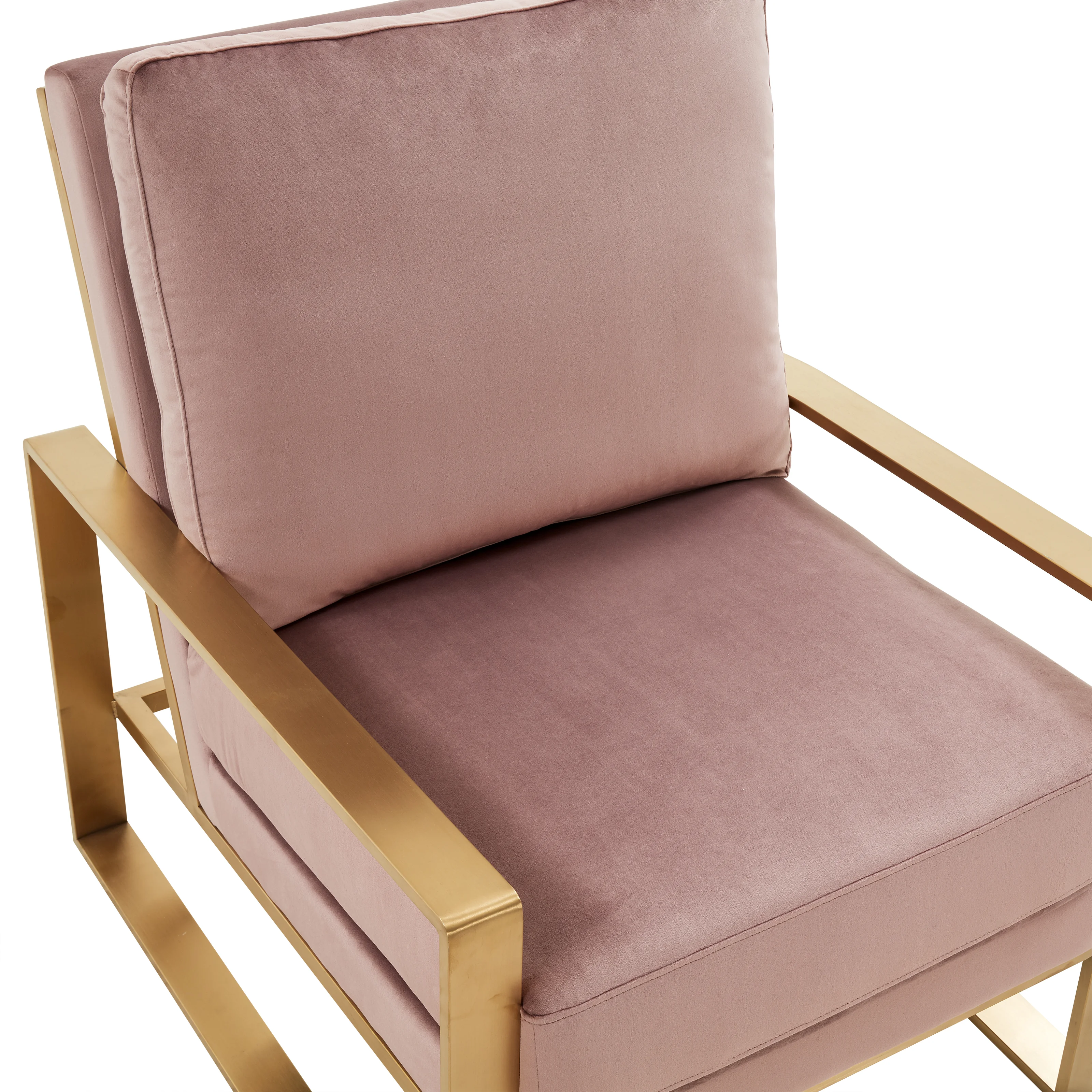 Jefferson Velvet Design Accent Armchair With Gold Brass Finish Frame