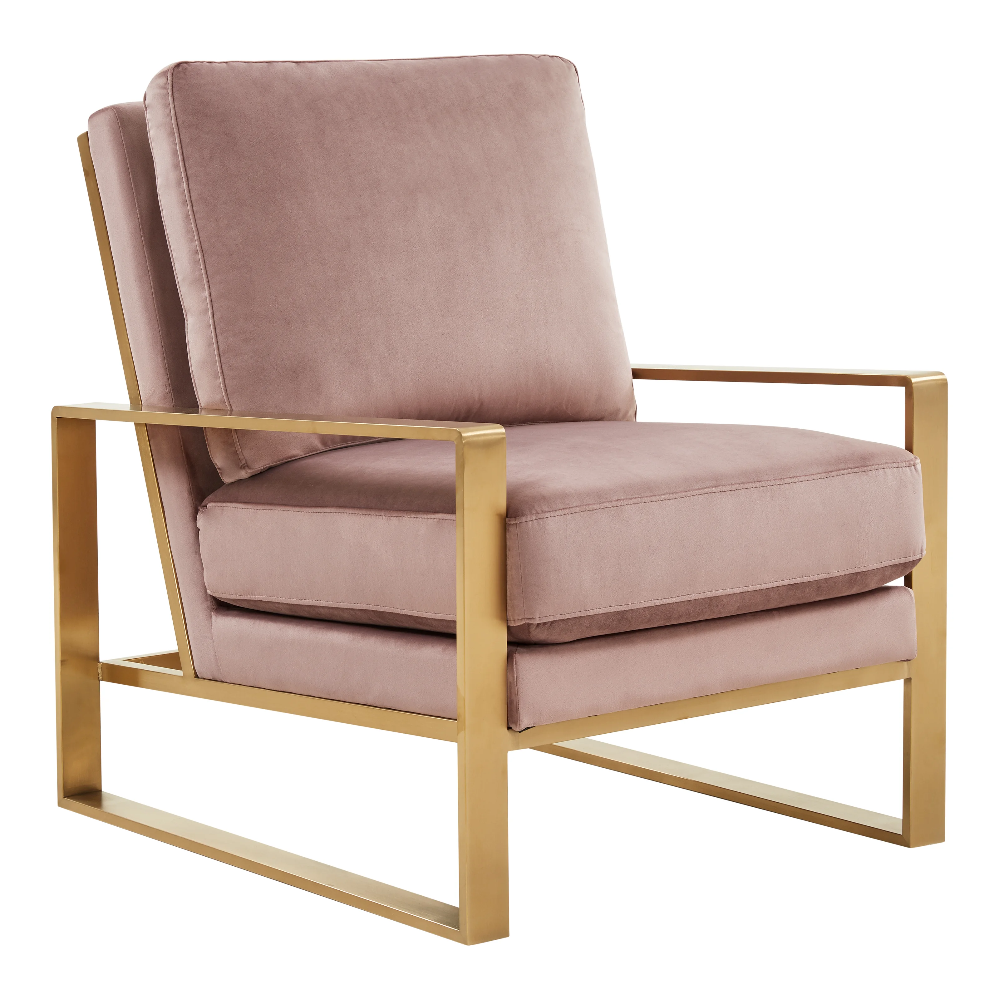 Jefferson Velvet Design Accent Armchair With Gold Brass Finish Frame