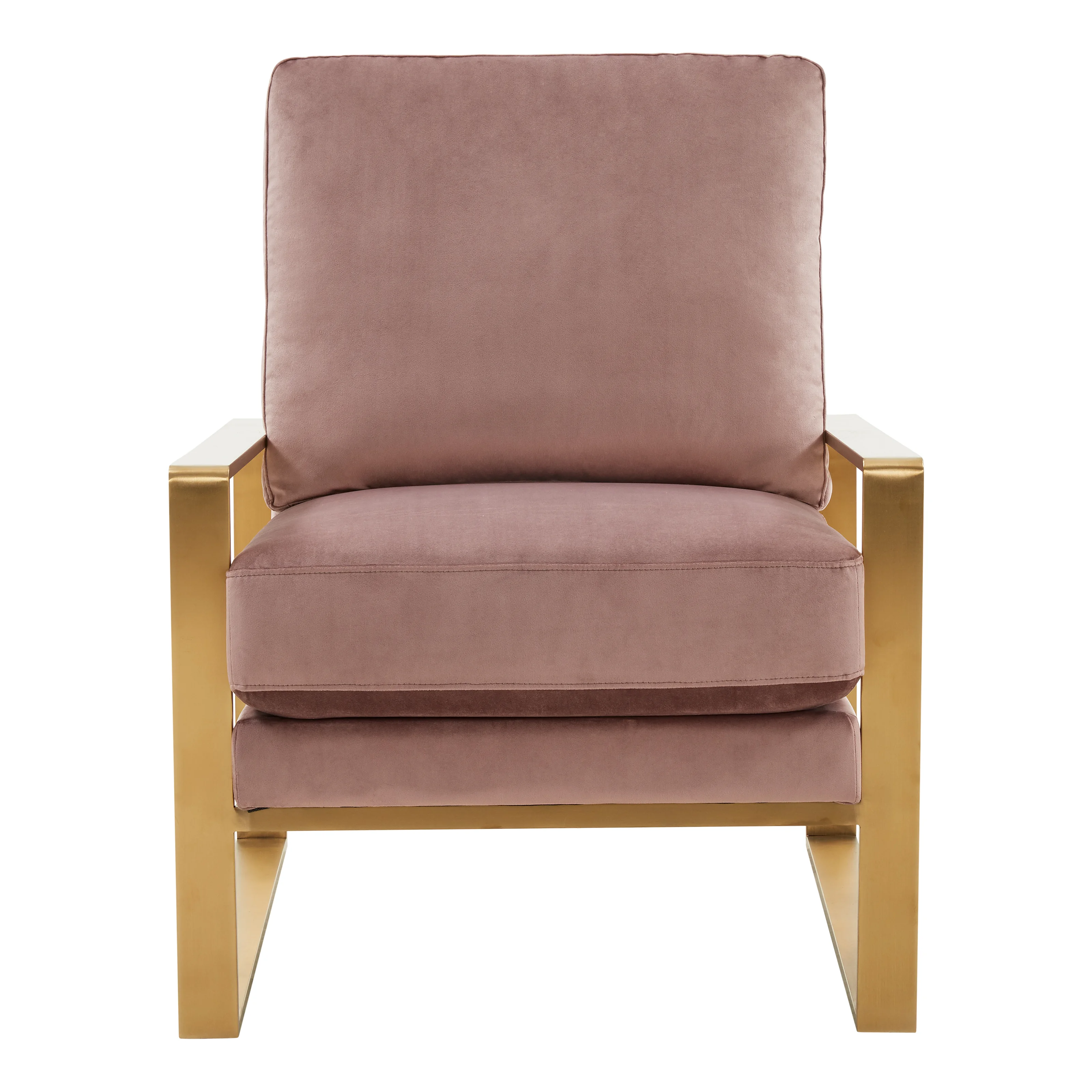 Jefferson Velvet Design Accent Armchair With Gold Brass Finish Frame