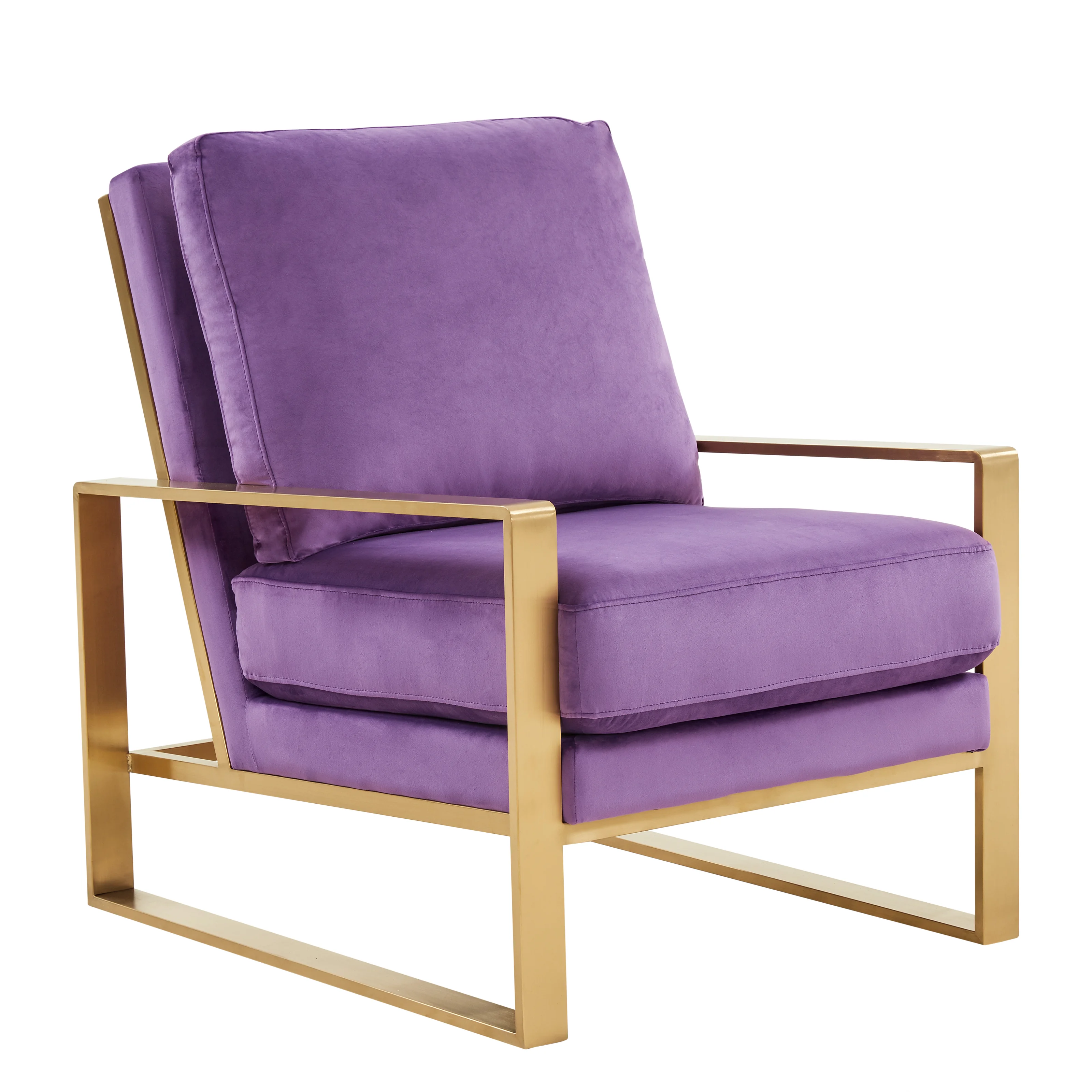 Jefferson Velvet Design Accent Armchair With Gold Brass Finish Frame