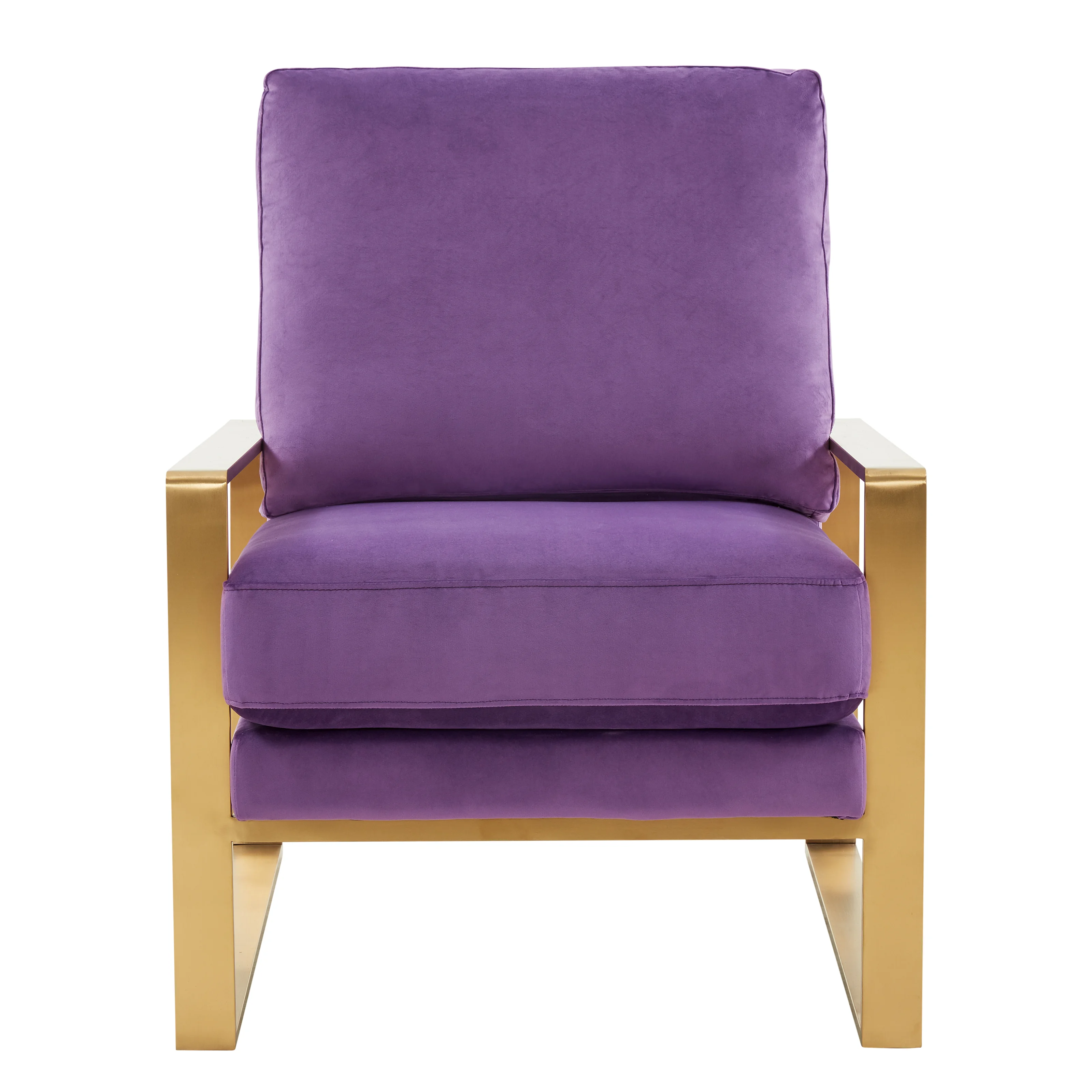 Jefferson Velvet Design Accent Armchair With Gold Brass Finish Frame