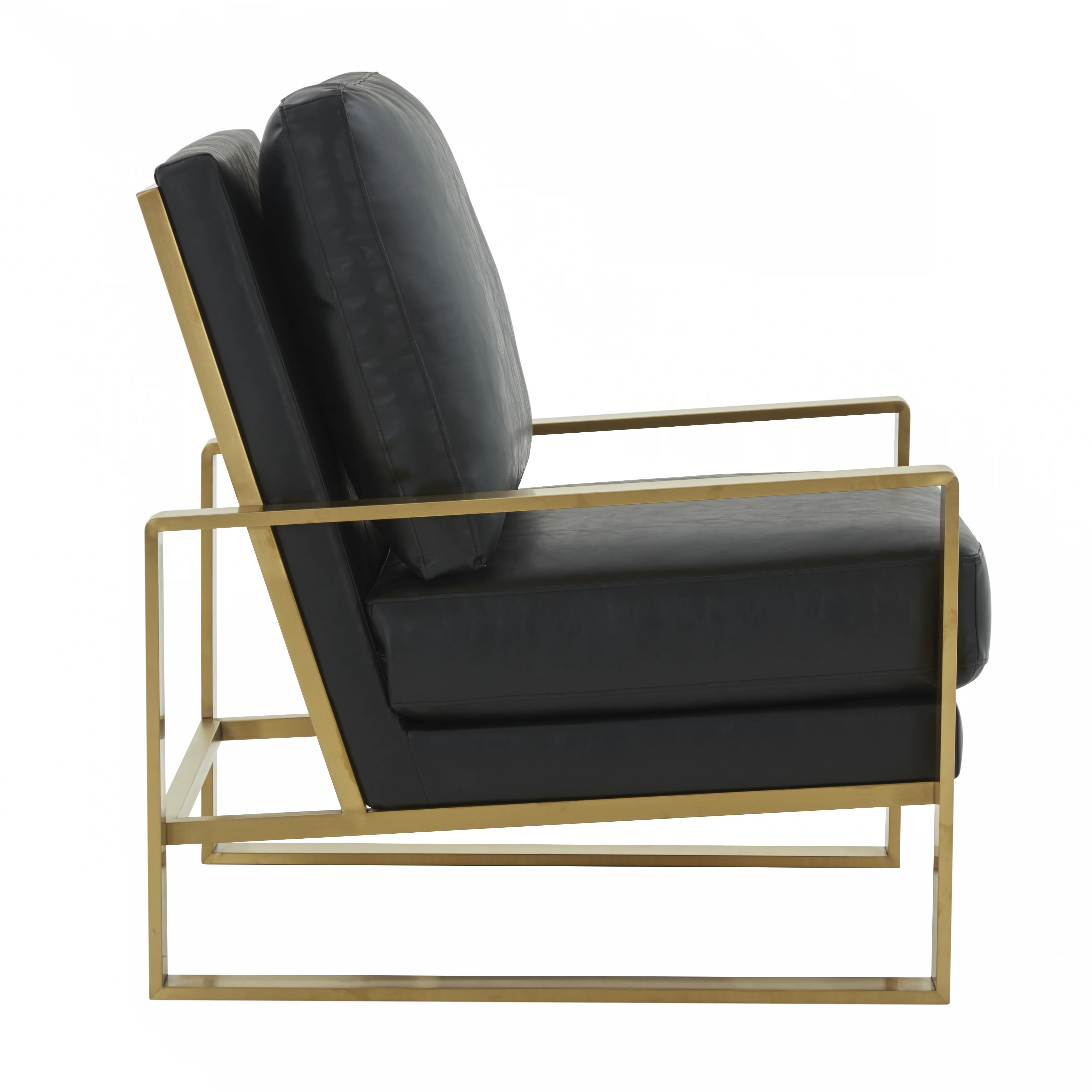 Jefferson Leather Modern Design Accent Armchair With Elegant Gold Frame