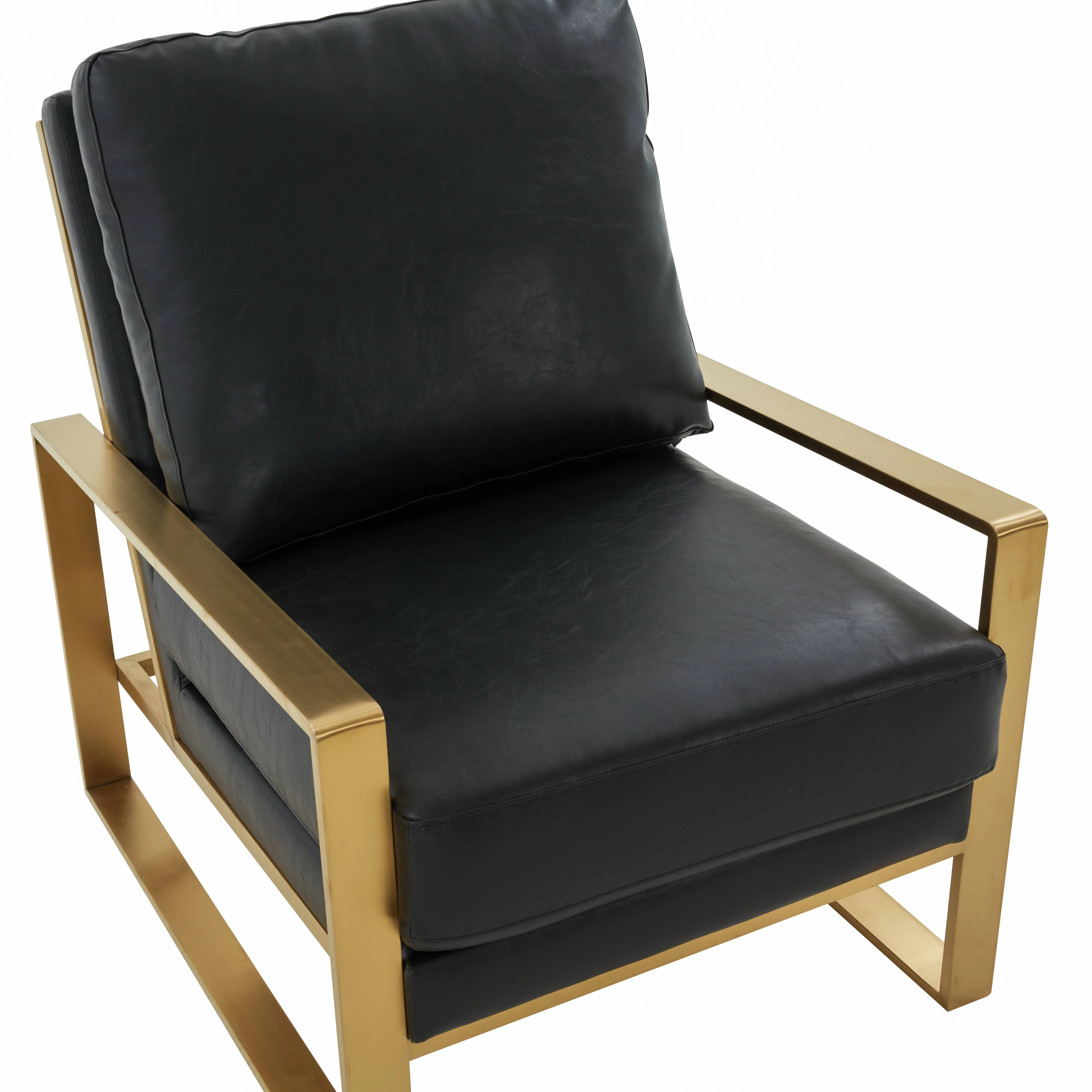 Jefferson Leather Modern Design Accent Armchair With Elegant Gold Frame