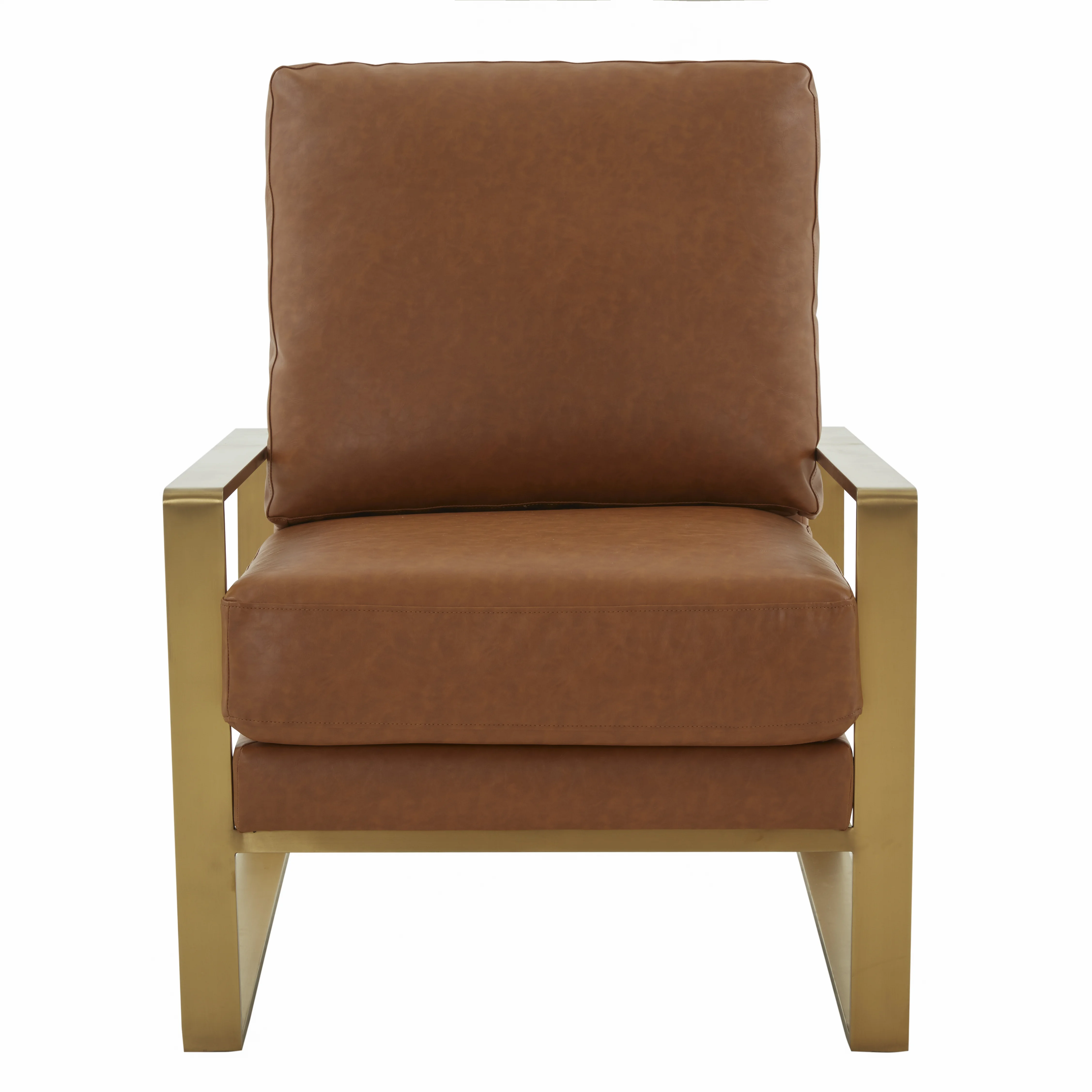 Jefferson Leather Modern Design Accent Armchair With Elegant Gold Frame