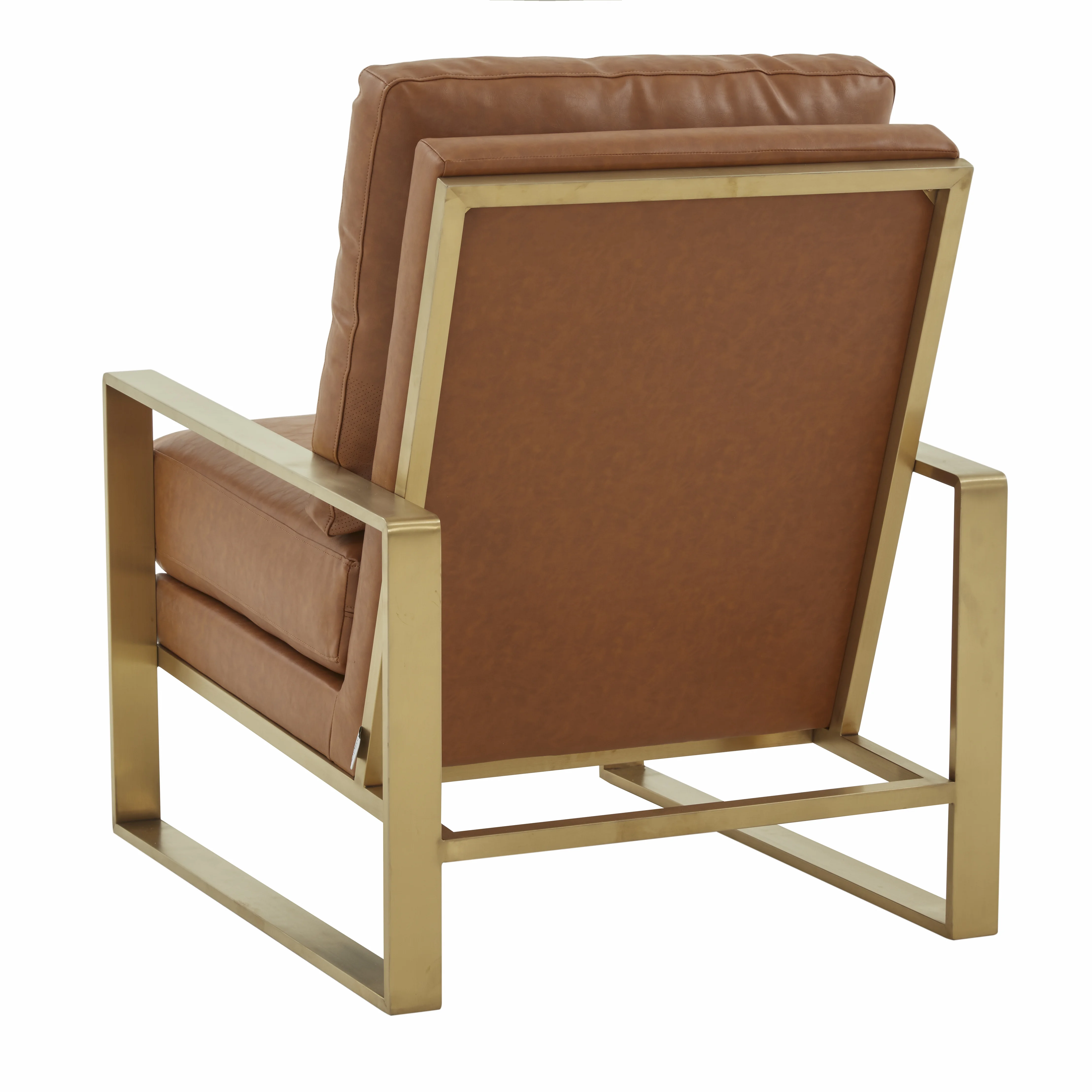 Jefferson Leather Modern Design Accent Armchair With Elegant Gold Frame
