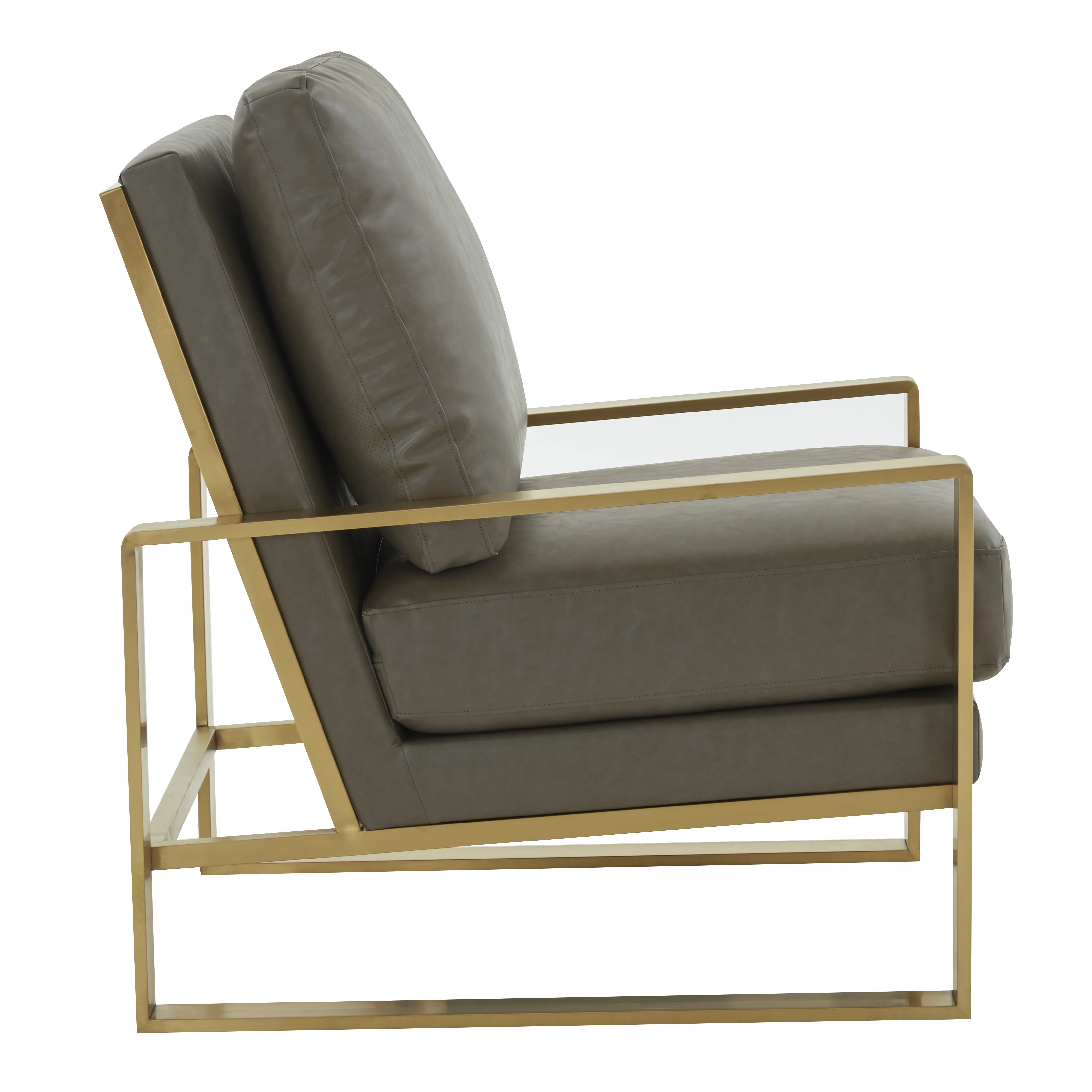 Jefferson Leather Modern Design Accent Armchair With Elegant Gold Frame