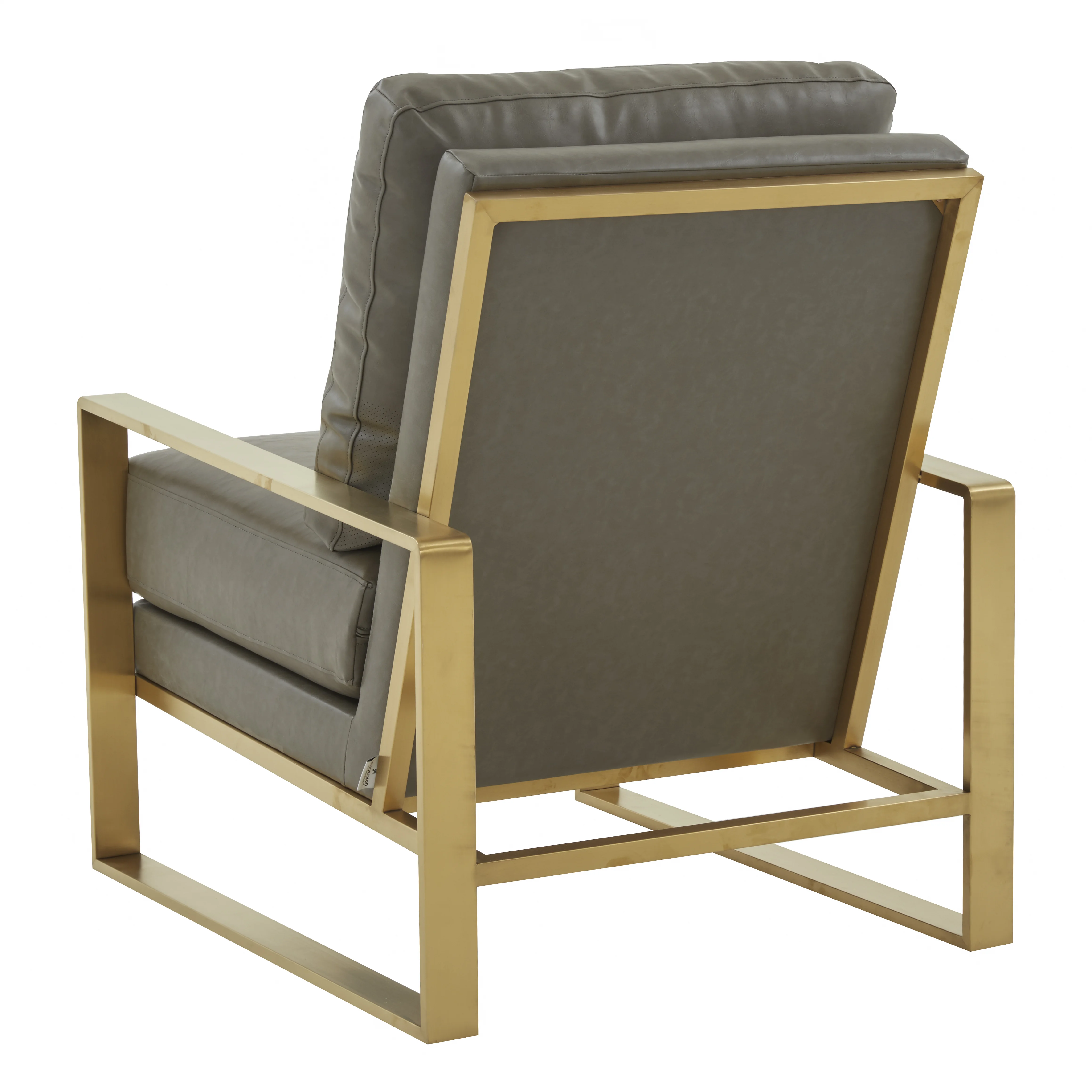 Jefferson Leather Modern Design Accent Armchair With Elegant Gold Frame